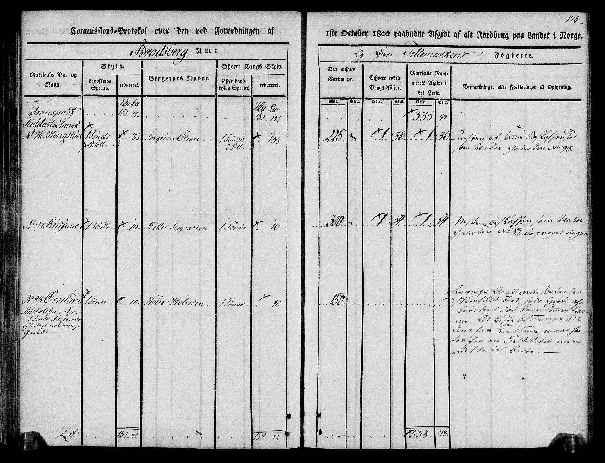 Rentekammeret inntil 1814, Realistisk ordnet avdeling, AV/RA-EA-4070/N/Ne/Nea/L0074: Øvre Telemarken fogderi. Kommisjonsprotokoll for fogderiets østre del - Tinn, Hjartdal og Seljord prestegjeld., 1803, p. 175