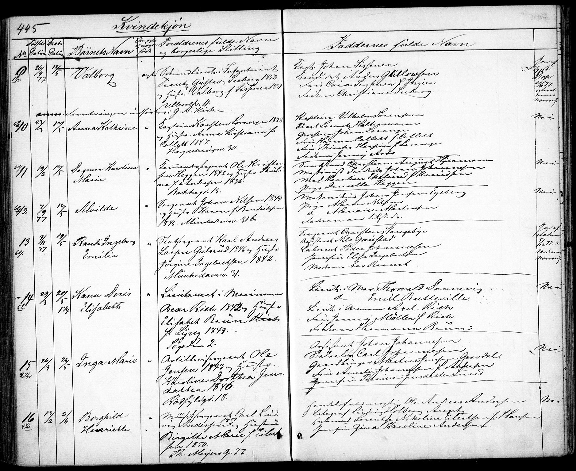 Garnisonsmenigheten Kirkebøker, SAO/A-10846/G/Ga/L0006: Parish register (copy) no. 6, 1860-1880, p. 445