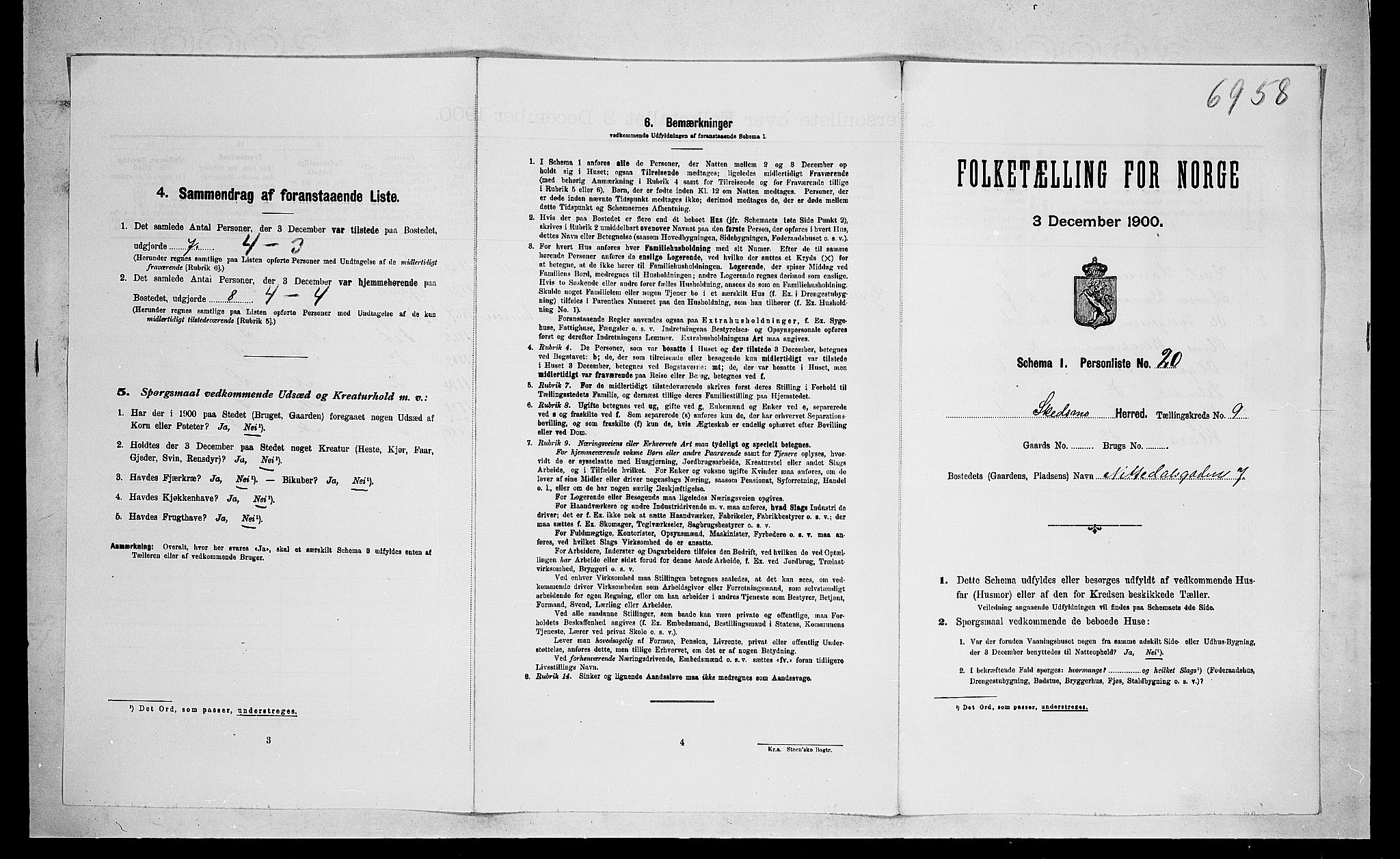 SAO, 1900 census for Skedsmo, 1900