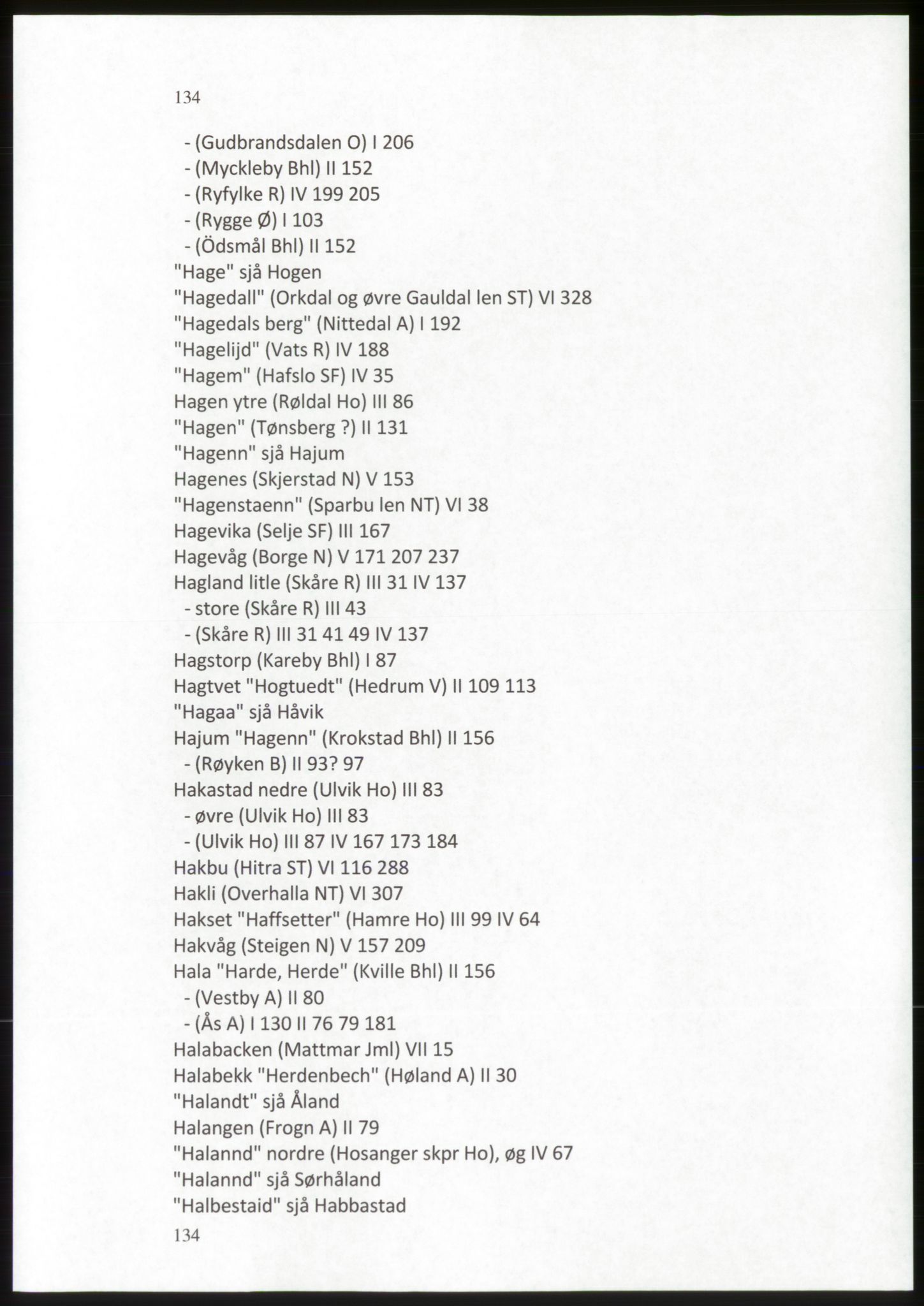 Publikasjoner utgitt av Arkivverket, PUBL/PUBL-001/C/0009: Stedsnavnregister, 1548-1567, p. 134