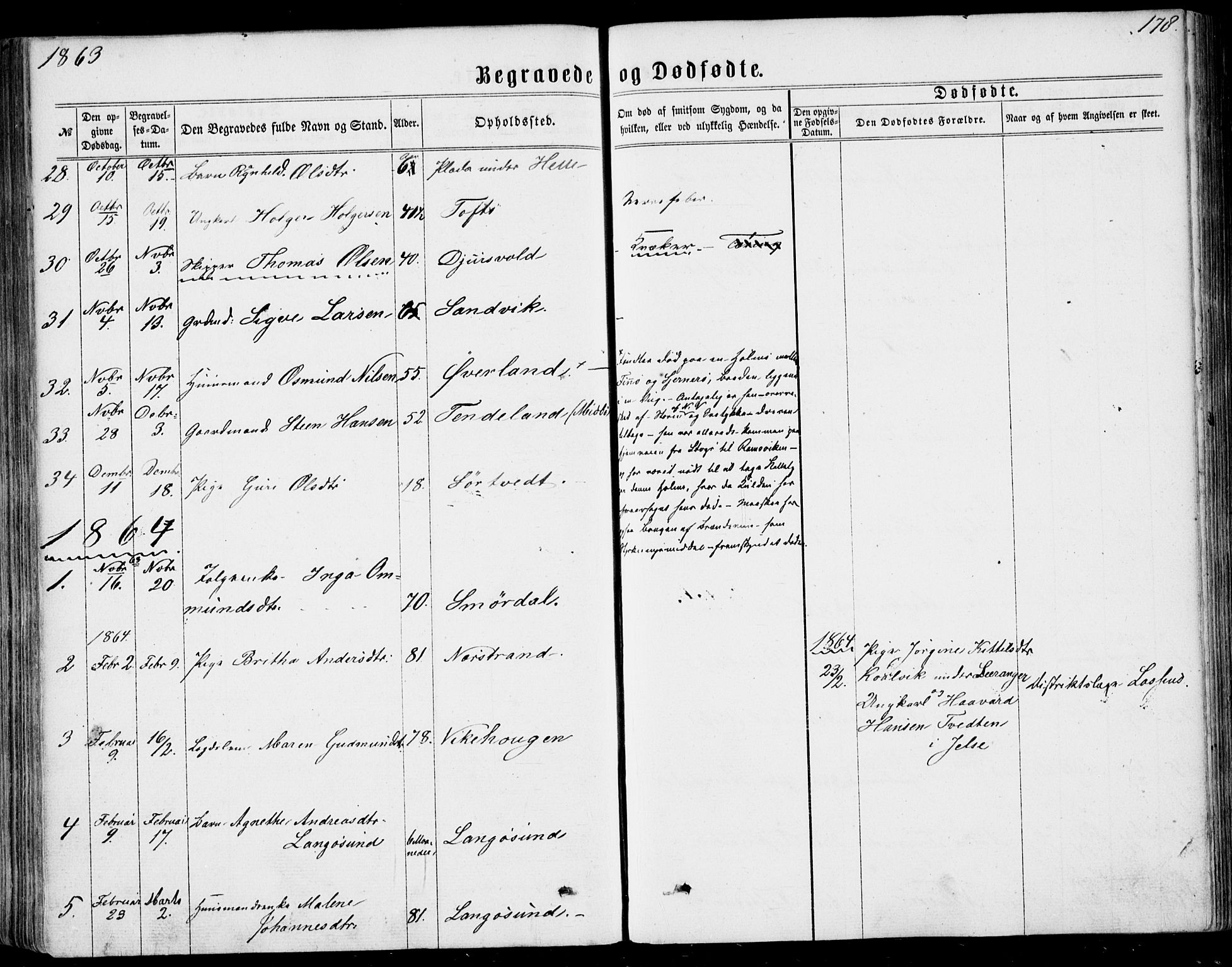 Nedstrand sokneprestkontor, SAST/A-101841/01/IV: Parish register (official) no. A 9, 1861-1876, p. 178