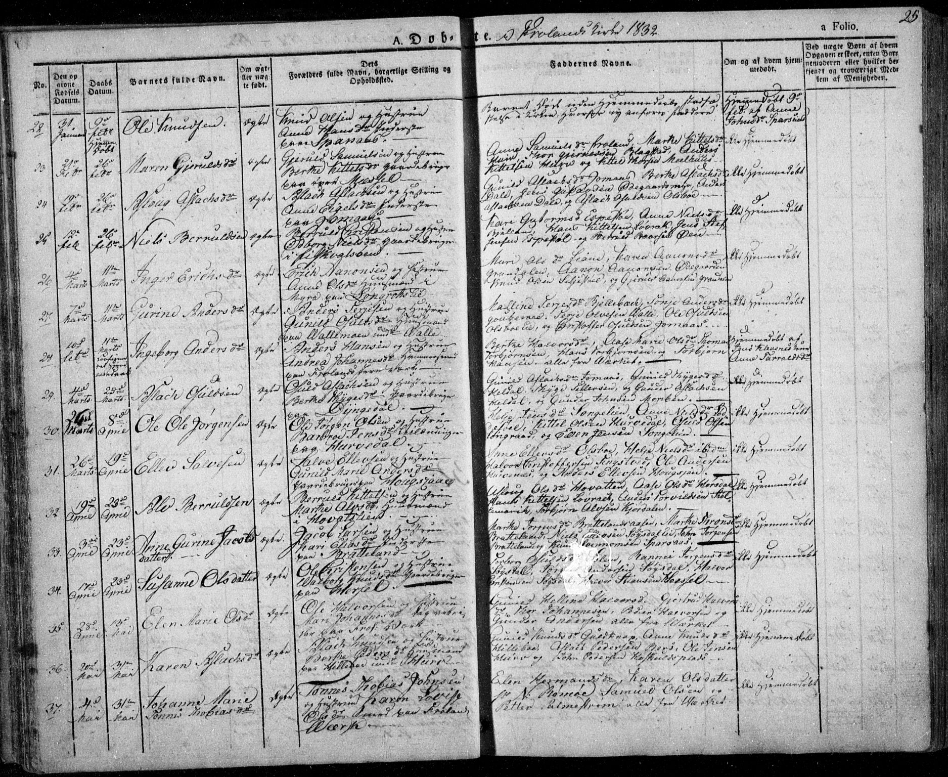 Froland sokneprestkontor, AV/SAK-1111-0013/F/Fa/L0001: Parish register (official) no. A 1, 1827-1844, p. 25