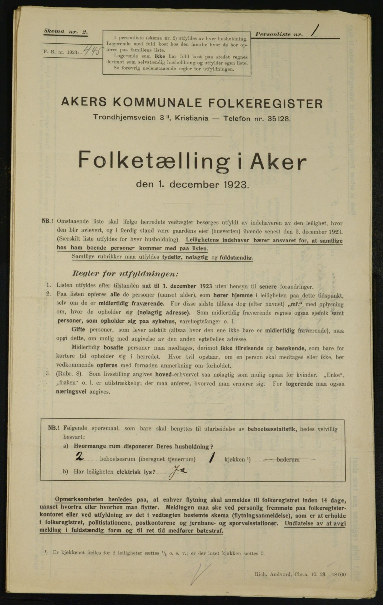 , Municipal Census 1923 for Aker, 1923, p. 25340