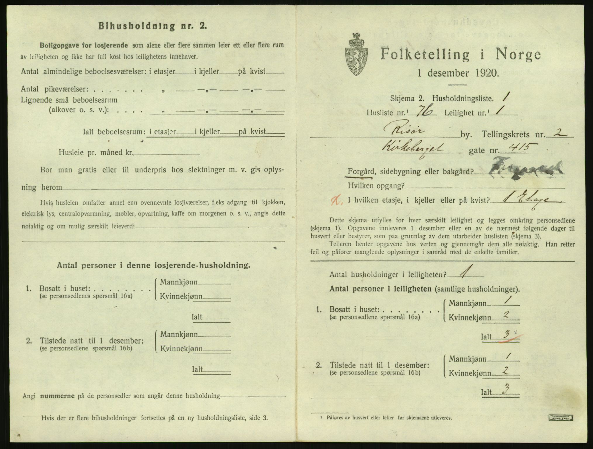 SAK, 1920 census for Risør, 1920, p. 2171