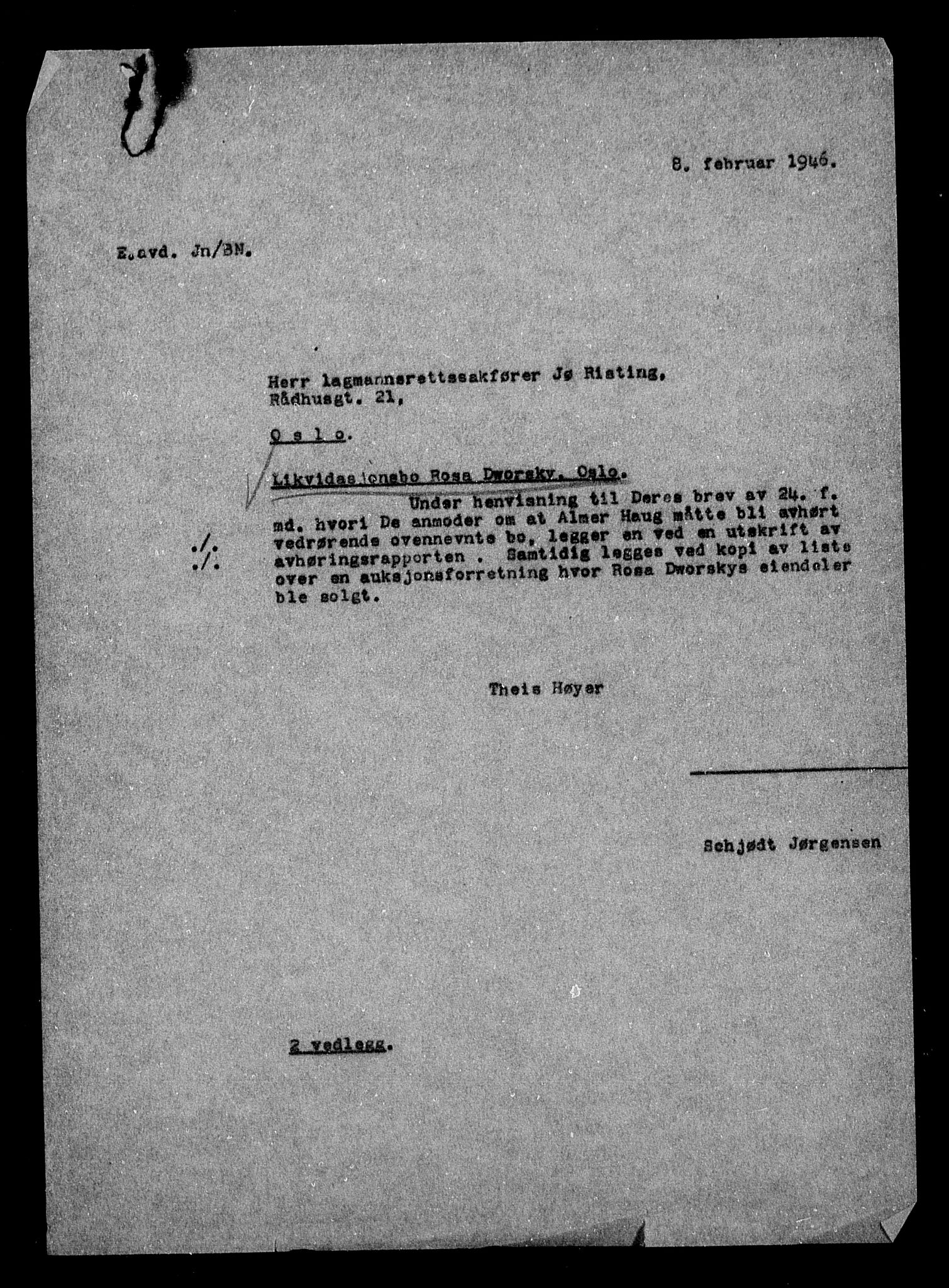 Justisdepartementet, Tilbakeføringskontoret for inndratte formuer, AV/RA-S-1564/H/Hc/Hcc/L0932: --, 1945-1947, p. 11