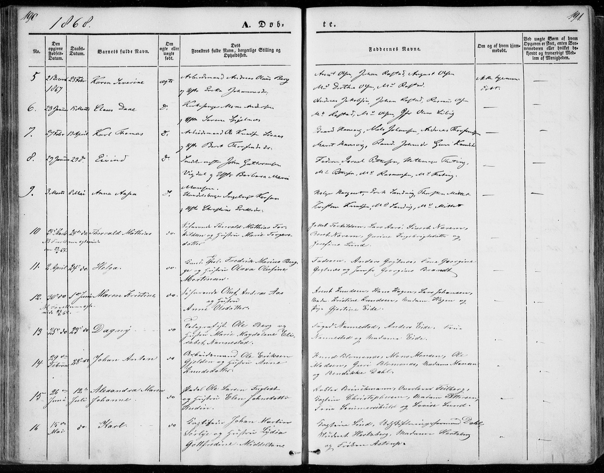 Ministerialprotokoller, klokkerbøker og fødselsregistre - Møre og Romsdal, AV/SAT-A-1454/558/L0689: Parish register (official) no. 558A03, 1843-1872, p. 190-191