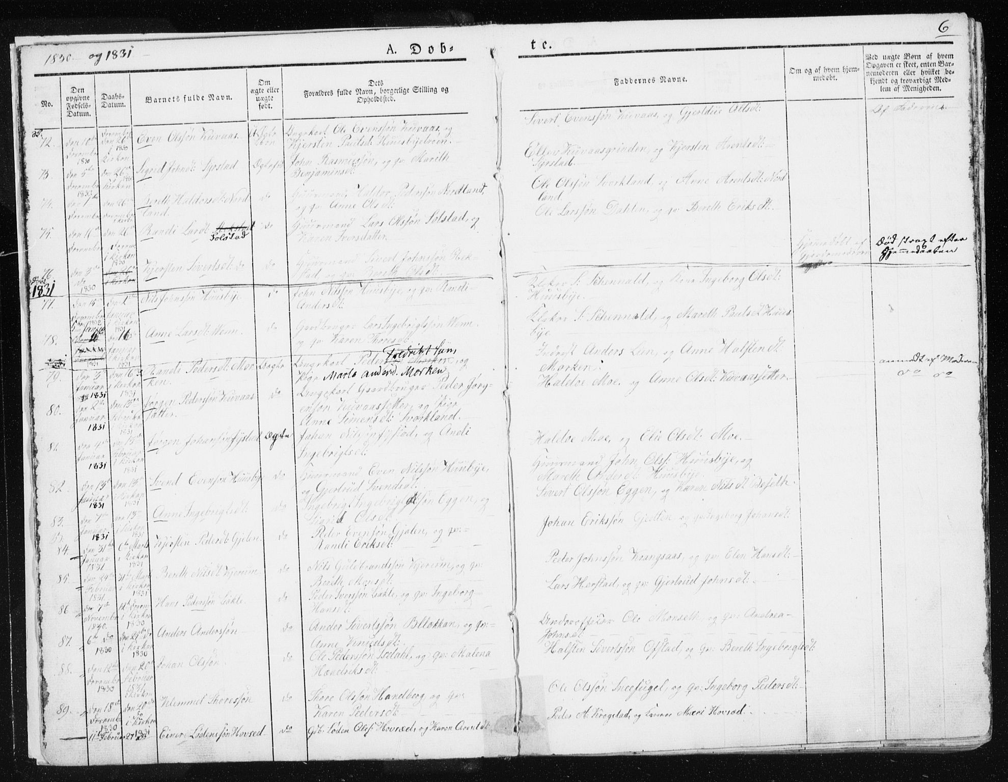 Ministerialprotokoller, klokkerbøker og fødselsregistre - Sør-Trøndelag, AV/SAT-A-1456/665/L0771: Parish register (official) no. 665A06, 1830-1856, p. 6