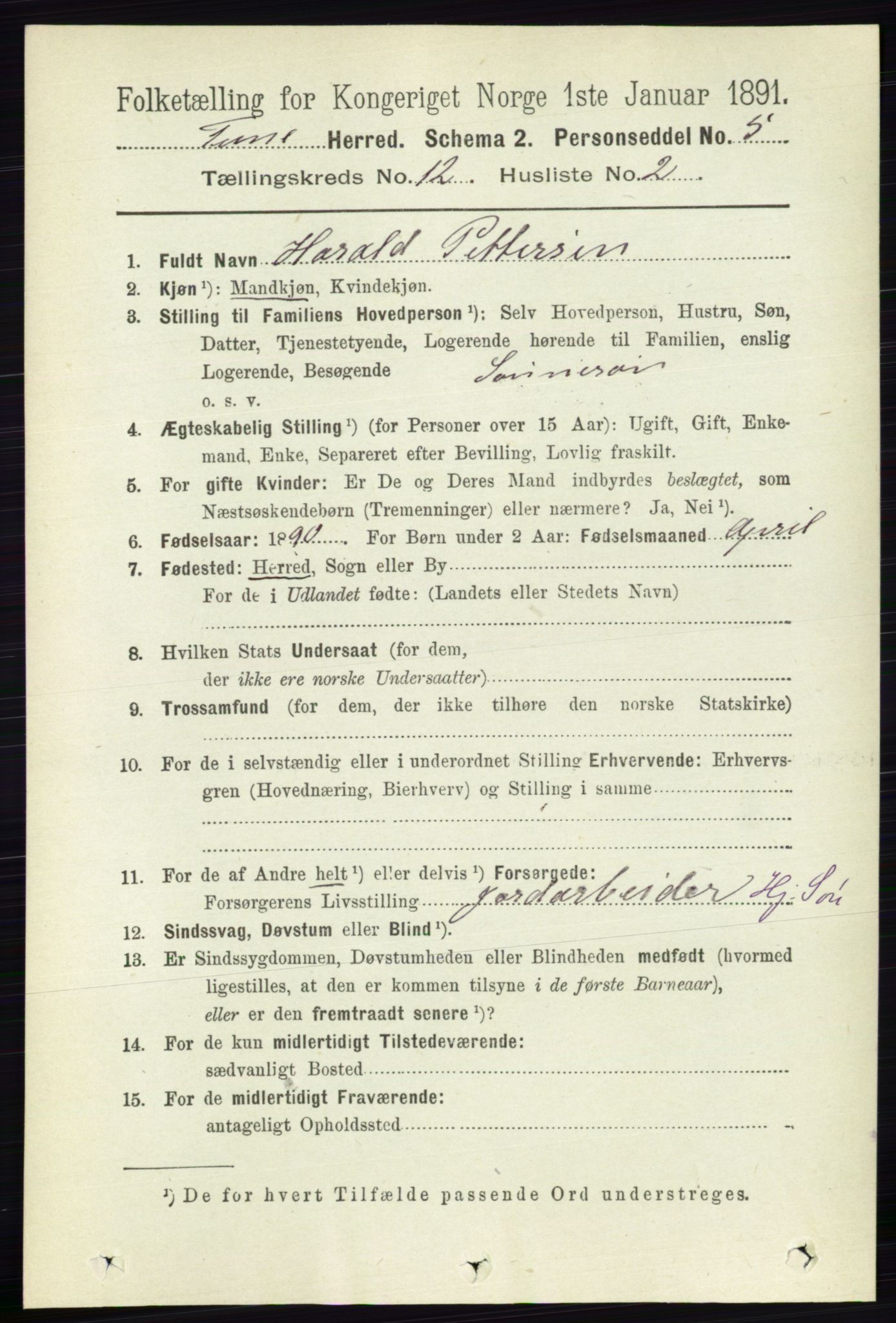 RA, 1891 census for 0130 Tune, 1891, p. 7228