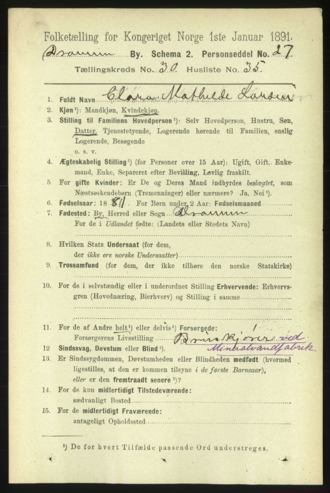 RA, 1891 census for 0602 Drammen, 1891, p. 18576