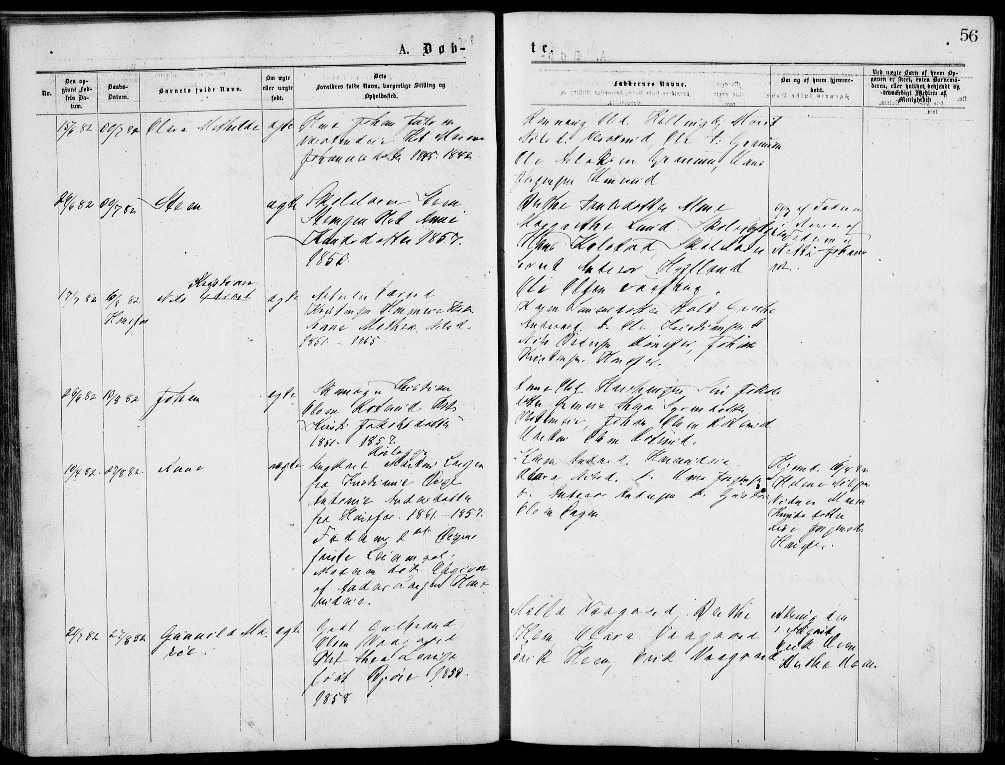 Norderhov kirkebøker, AV/SAKO-A-237/G/Gb/L0001: Parish register (copy) no. II 1, 1876-1899, p. 56