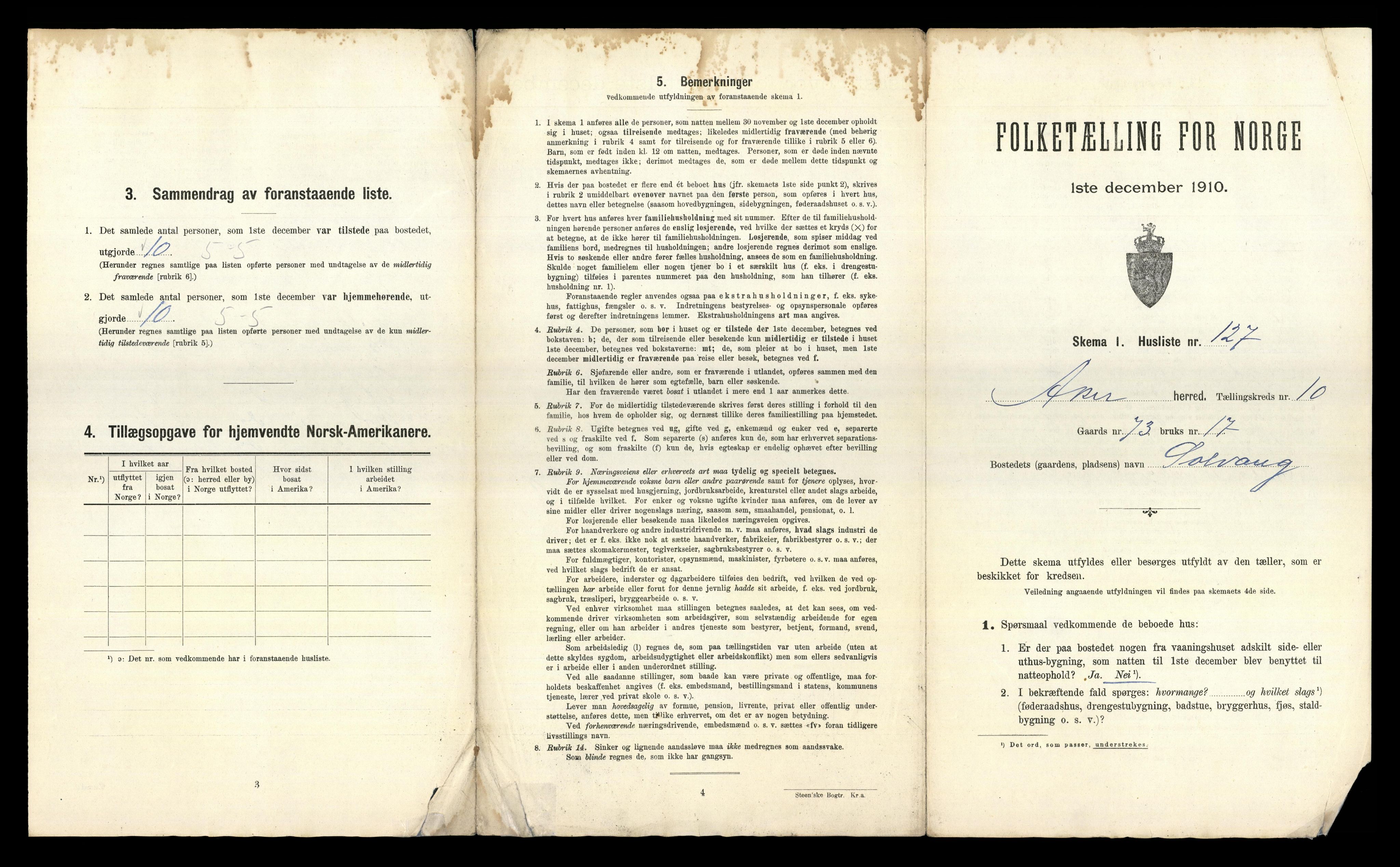 RA, 1910 census for Aker, 1910, p. 3341