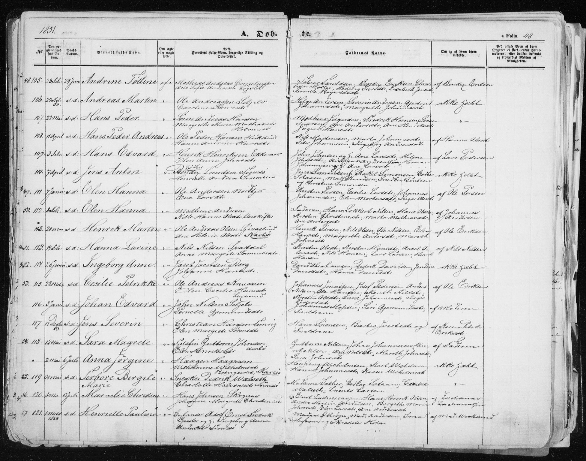 Tromsø sokneprestkontor/stiftsprosti/domprosti, SATØ/S-1343/G/Ga/L0010kirke: Parish register (official) no. 10, 1848-1855, p. 48
