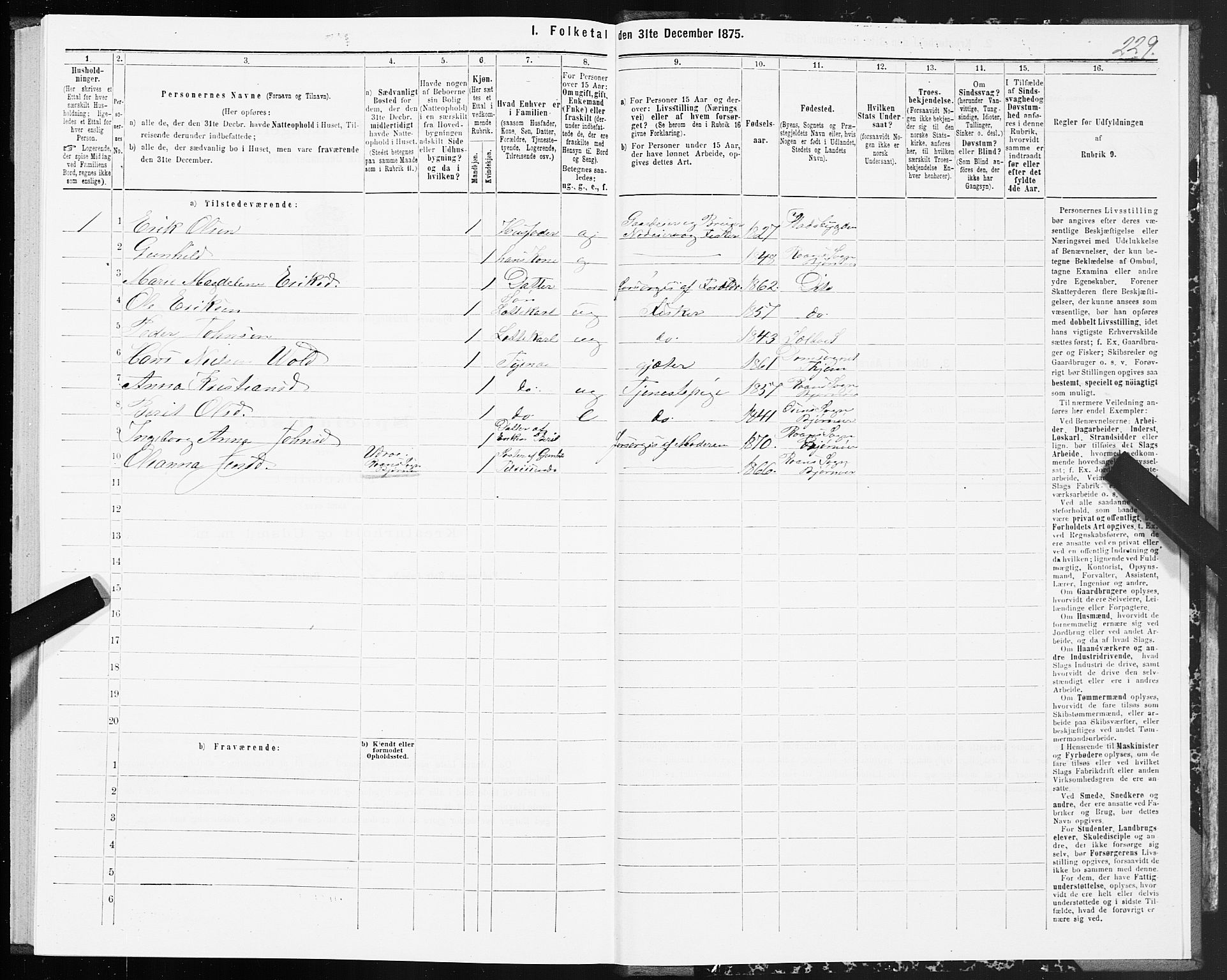SAT, 1875 census for 1632P Bjørnør, 1875, p. 2229