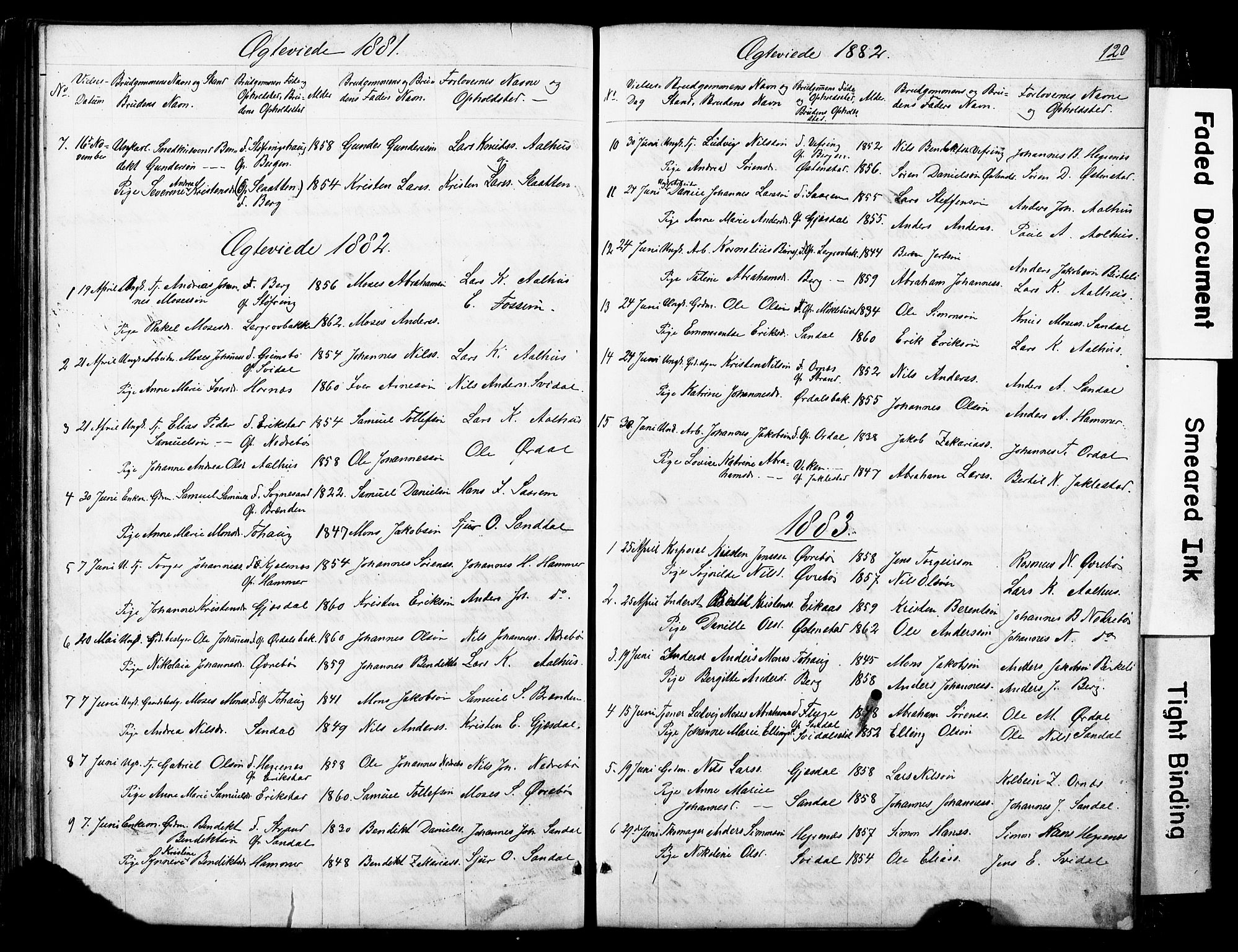 Jølster sokneprestembete, SAB/A-80701/H/Hab/Haba/L0001: Parish register (copy) no. A 1, 1853-1894, p. 120