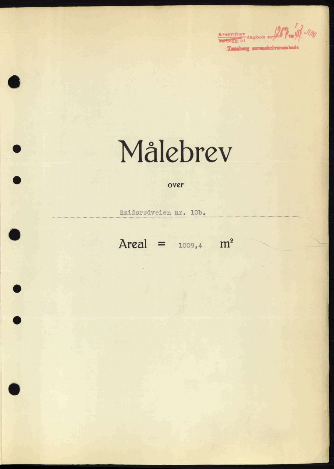 Tønsberg sorenskriveri, AV/SAKO-A-130/G/Ga/Gaa/L0015: Mortgage book no. A15, 1944-1944, Diary no: : 1267/1944