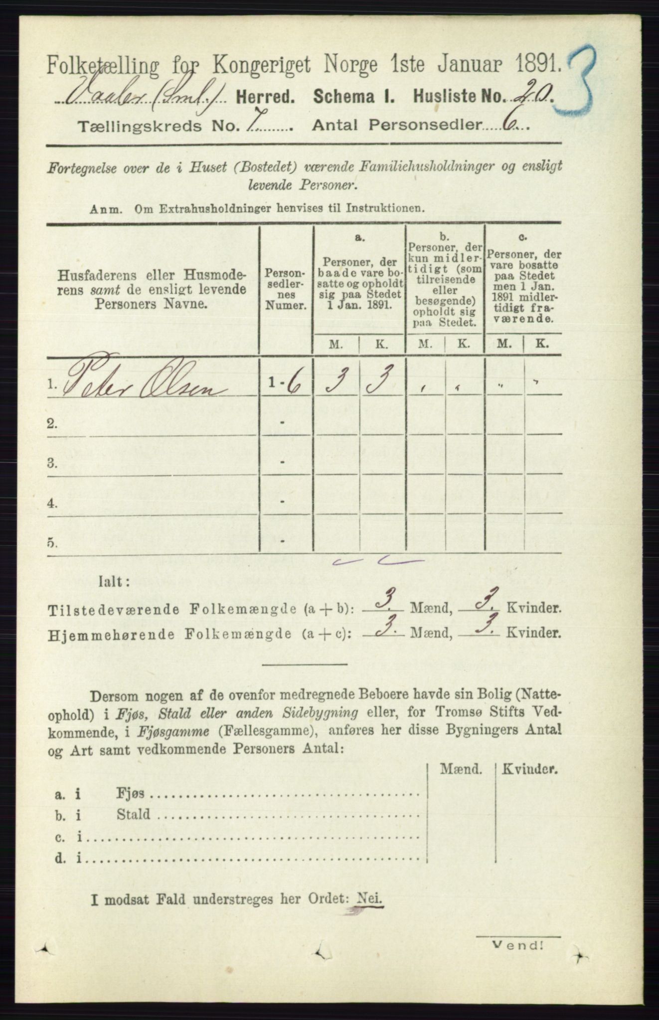 RA, 1891 census for 0137 Våler, 1891, p. 2817