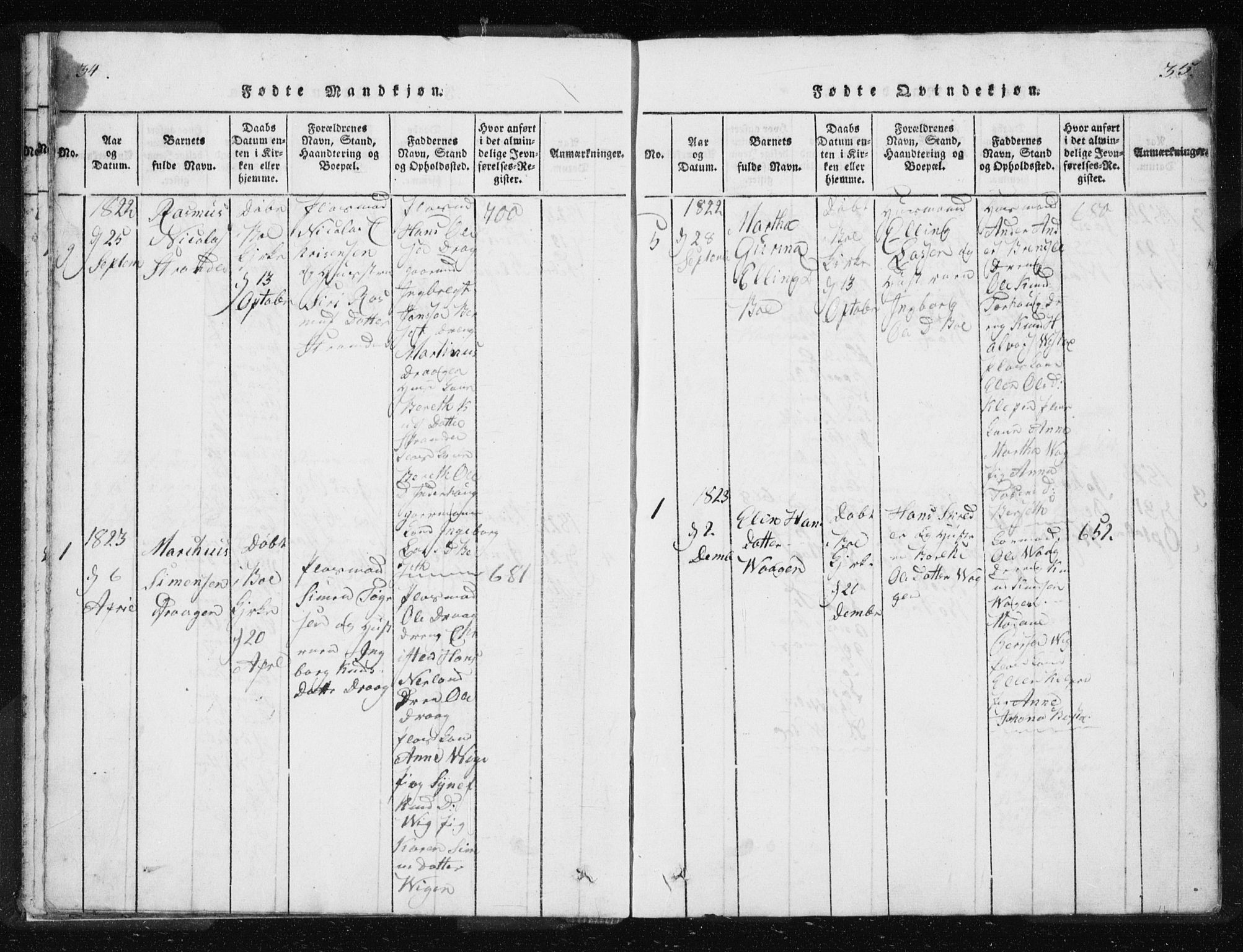 Ministerialprotokoller, klokkerbøker og fødselsregistre - Møre og Romsdal, AV/SAT-A-1454/566/L0772: Parish register (copy) no. 566C01, 1818-1845, p. 34-35