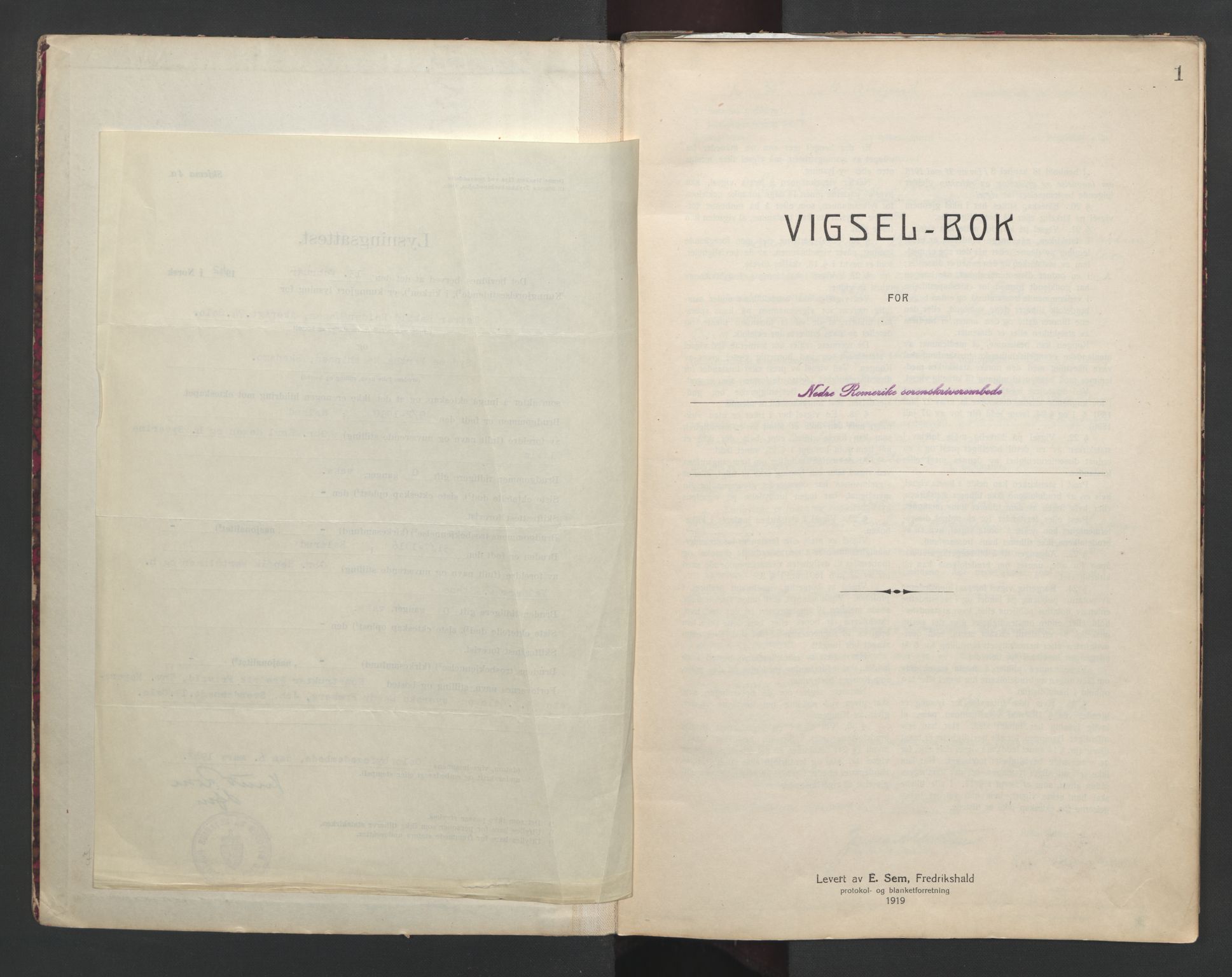 Nedre Romerike sorenskriveri, SAO/A-10469/L/Lb/L0002: Vigselsbok - borgerlige vielser, 1935-1942, p. 1