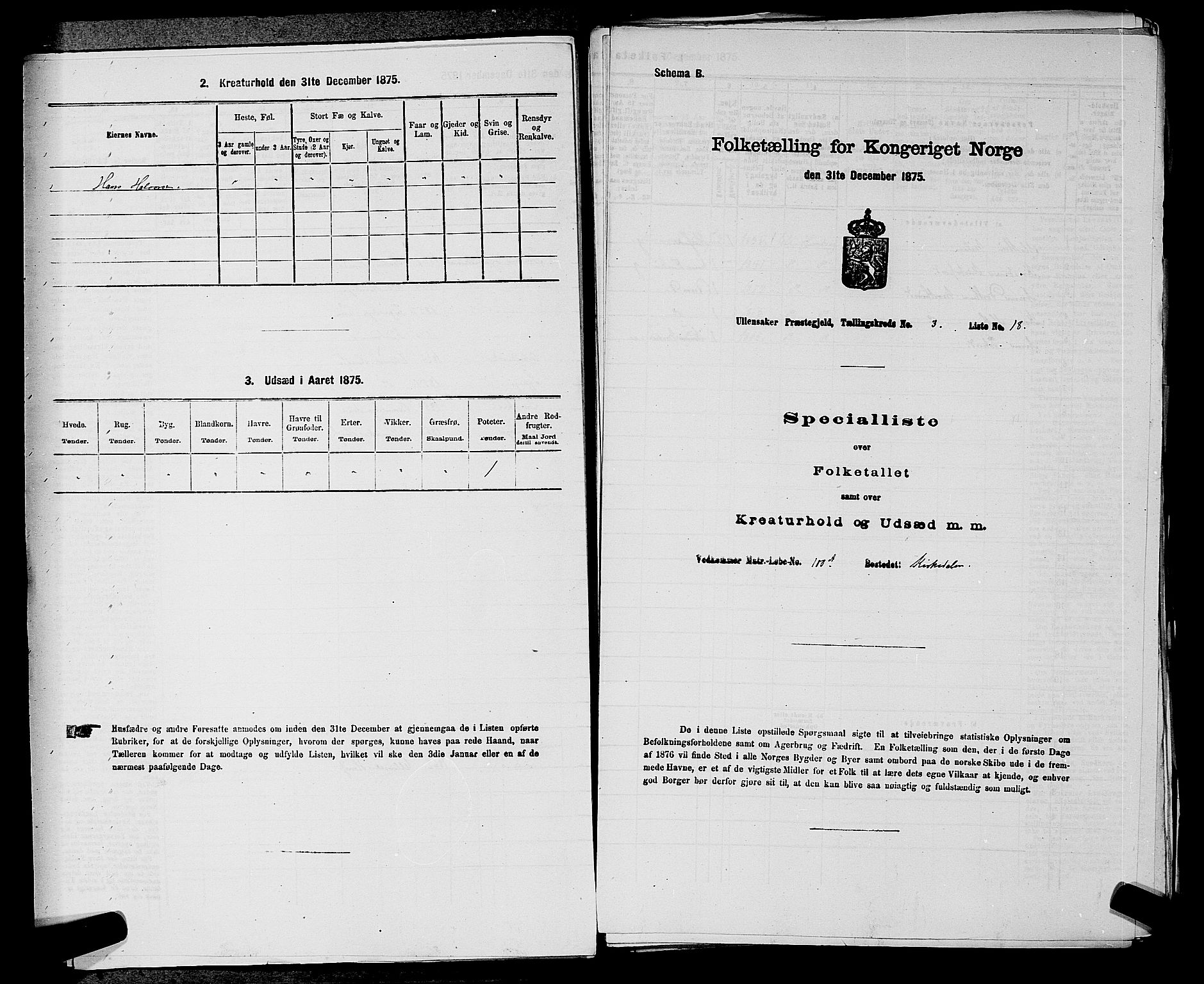 RA, 1875 census for 0235P Ullensaker, 1875, p. 333