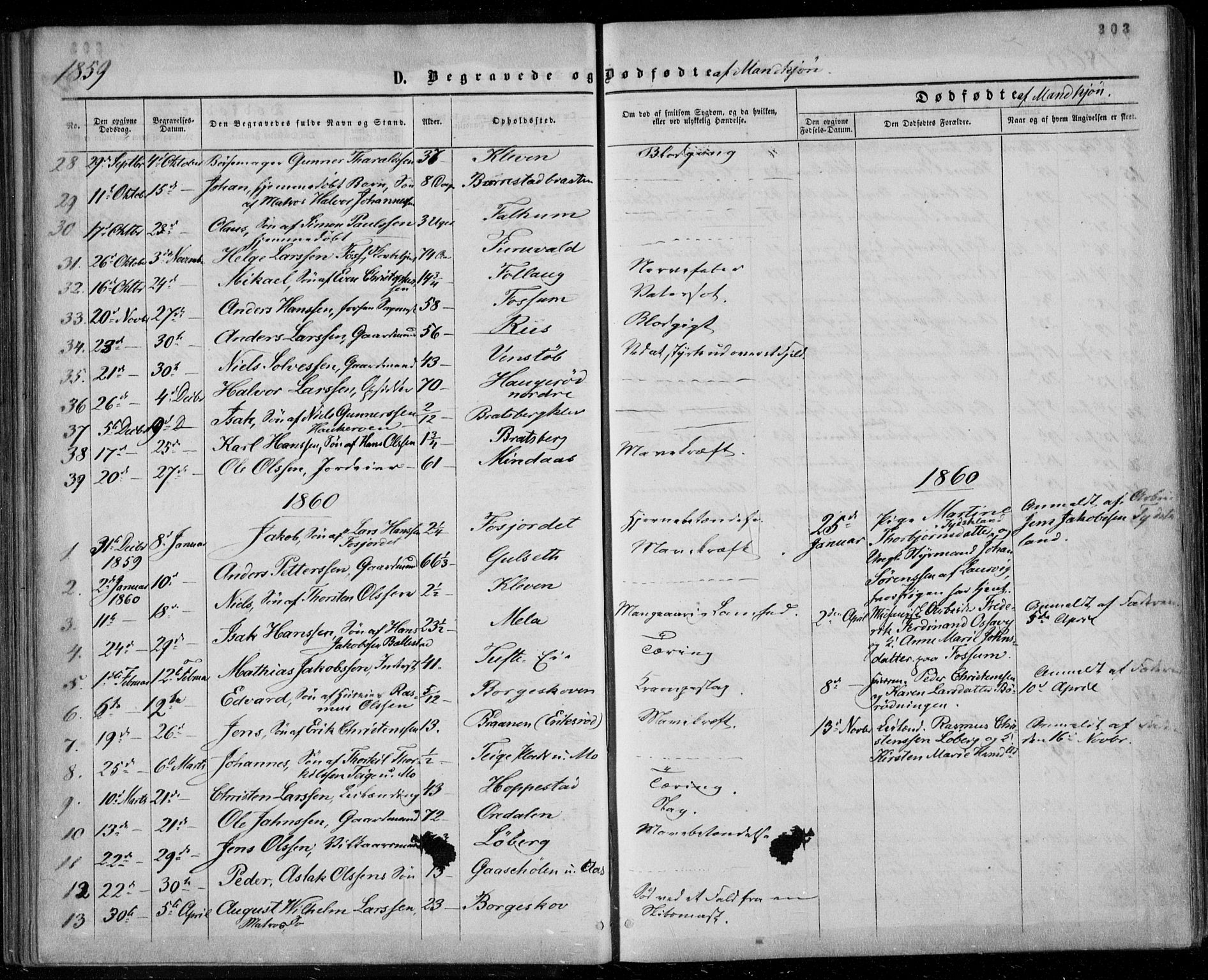 Gjerpen kirkebøker, SAKO/A-265/F/Fa/L0008b: Parish register (official) no. I 8B, 1857-1871, p. 303