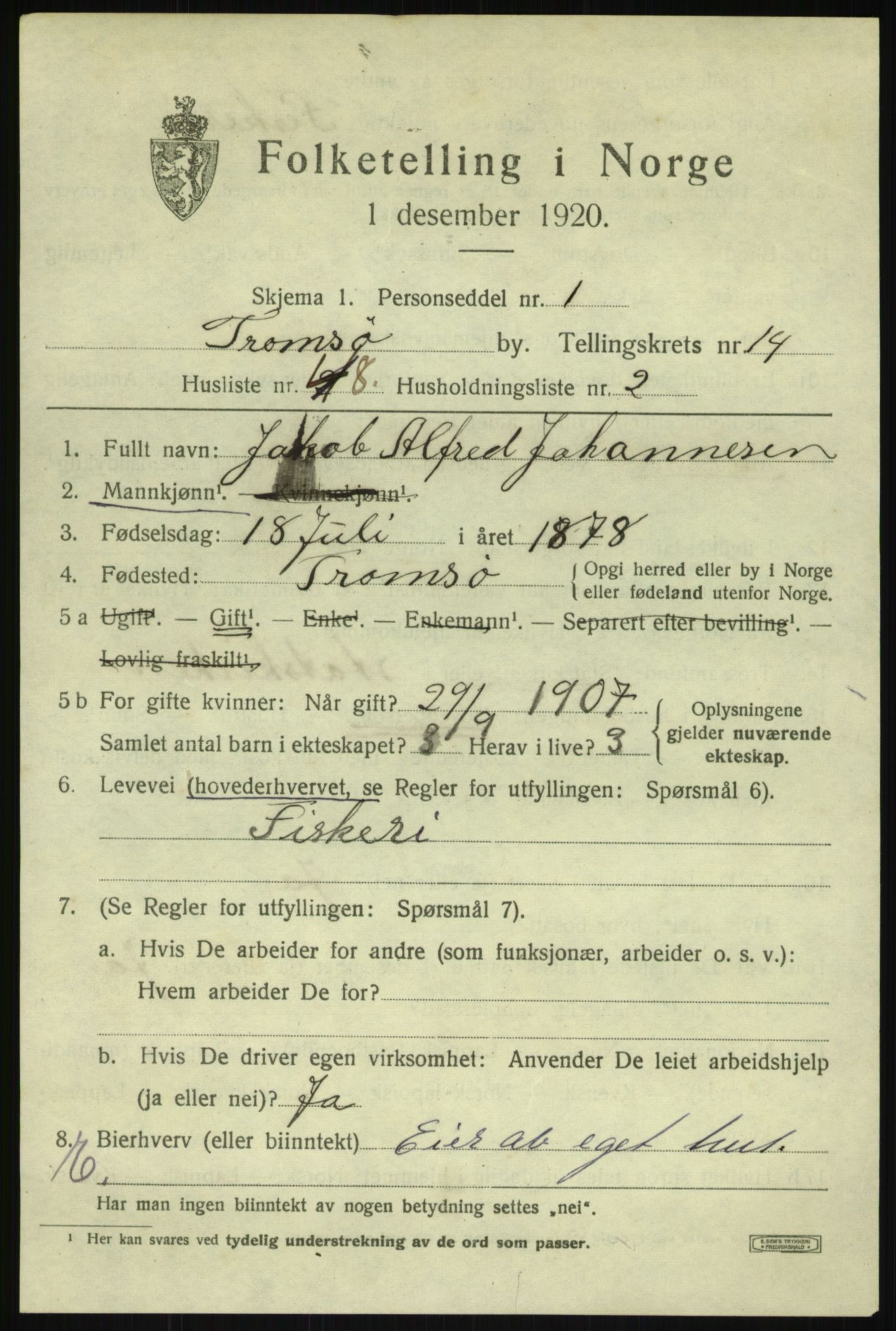 SATØ, 1920 census for Tromsø, 1920, p. 27131