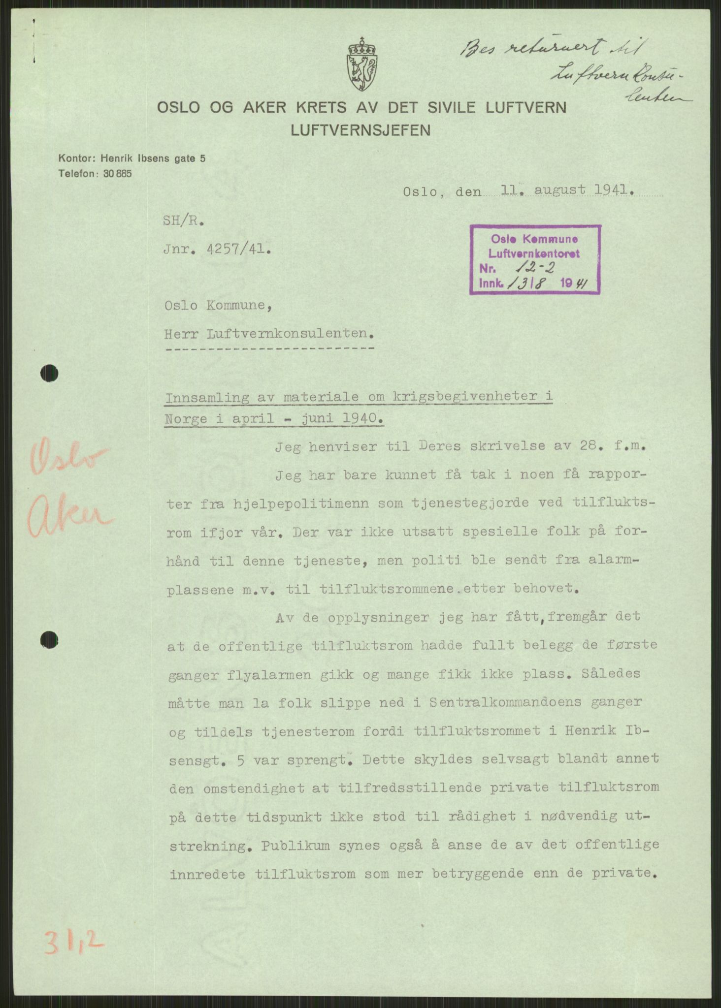 Forsvaret, Forsvarets krigshistoriske avdeling, AV/RA-RAFA-2017/Y/Ya/L0013: II-C-11-31 - Fylkesmenn.  Rapporter om krigsbegivenhetene 1940., 1940, p. 558