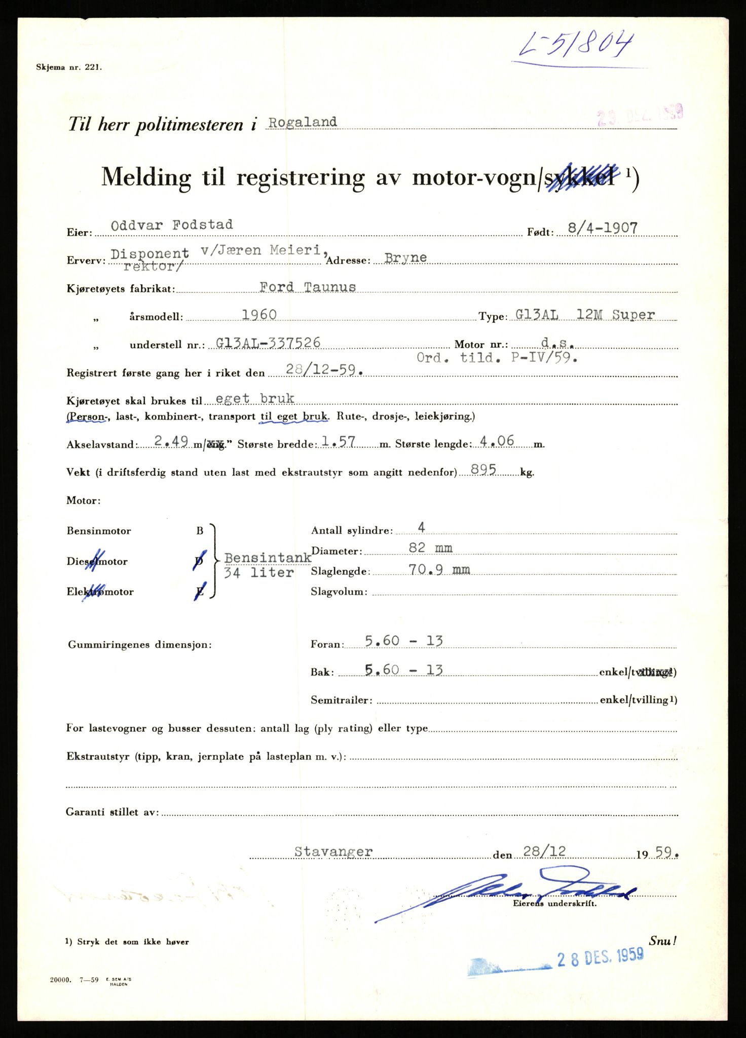 Stavanger trafikkstasjon, AV/SAST-A-101942/0/F/L0051: L-51300 - L-52099, 1930-1971, p. 1495