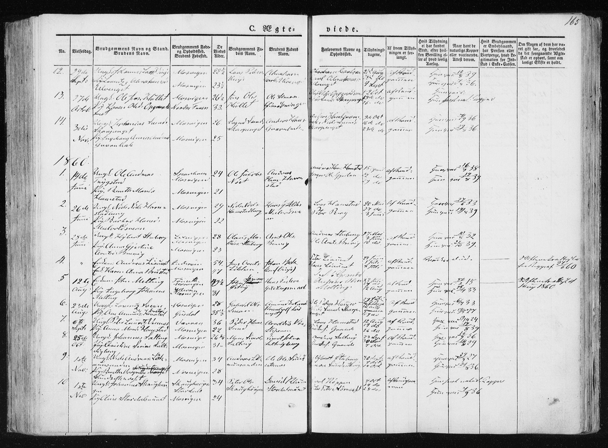 Ministerialprotokoller, klokkerbøker og fødselsregistre - Nord-Trøndelag, SAT/A-1458/733/L0323: Parish register (official) no. 733A02, 1843-1870, p. 165