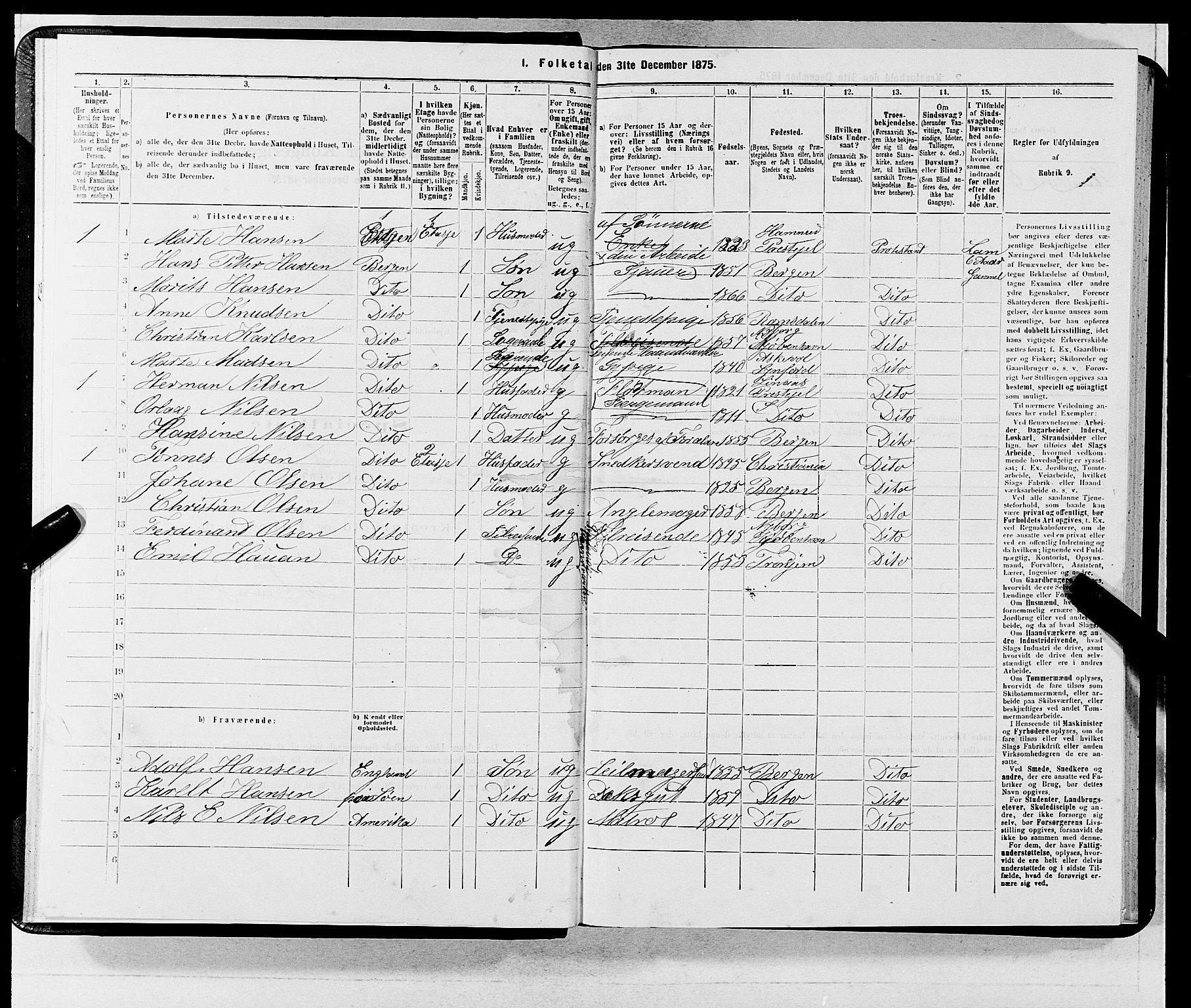 SAB, 1875 census for 1301 Bergen, 1875, p. 5697