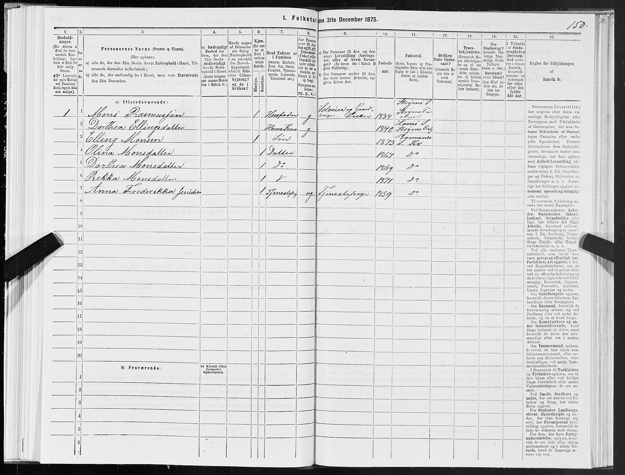 SAT, 1875 census for 1553P Kvernes, 1875, p. 5150