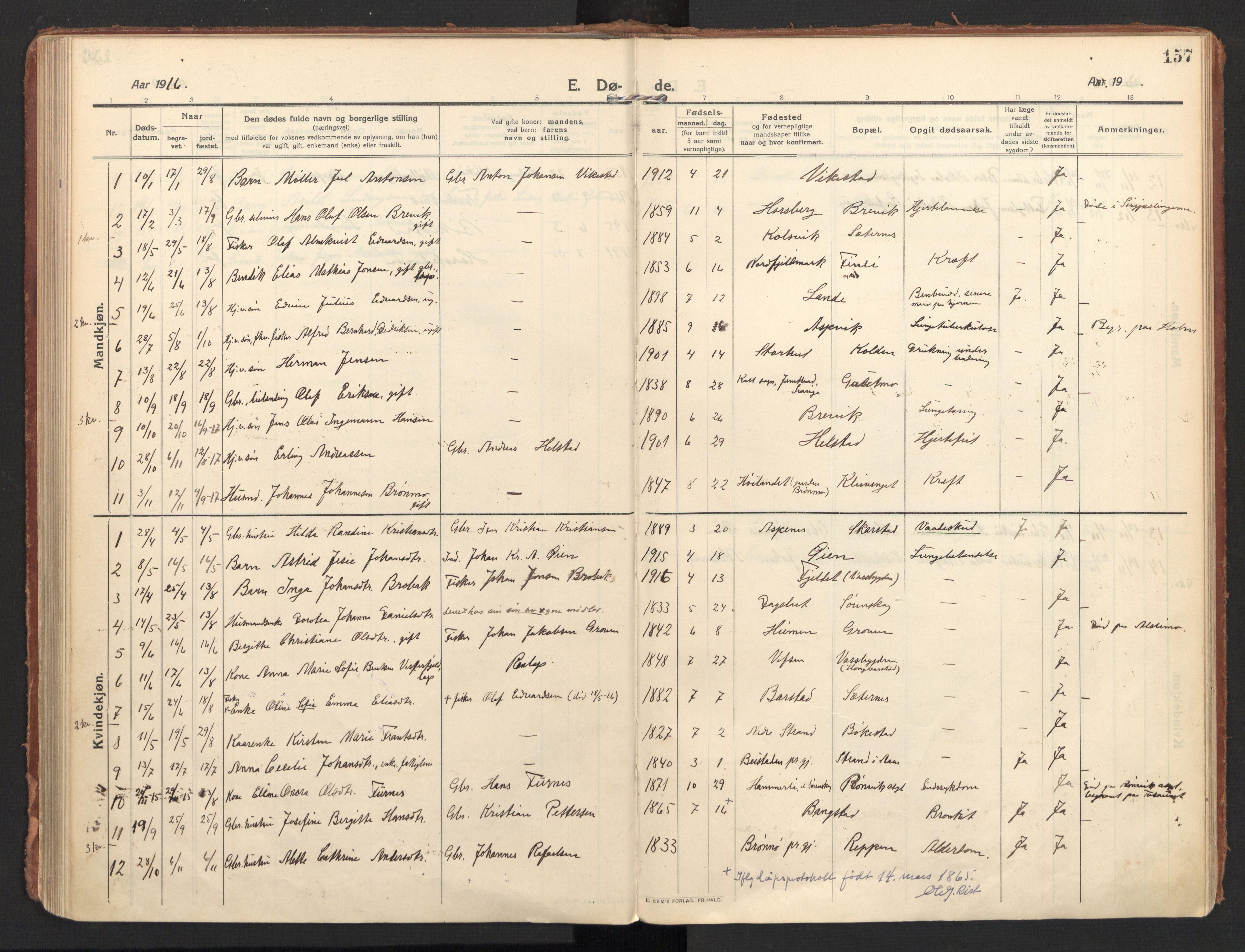 Ministerialprotokoller, klokkerbøker og fødselsregistre - Nordland, SAT/A-1459/810/L0156: Parish register (official) no. 810A15, 1915-1930, p. 157