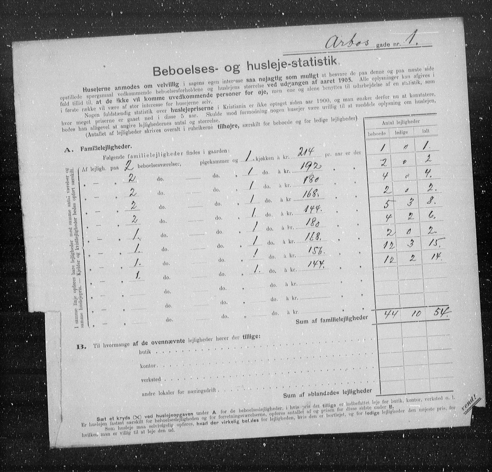 OBA, Municipal Census 1905 for Kristiania, 1905, p. 908