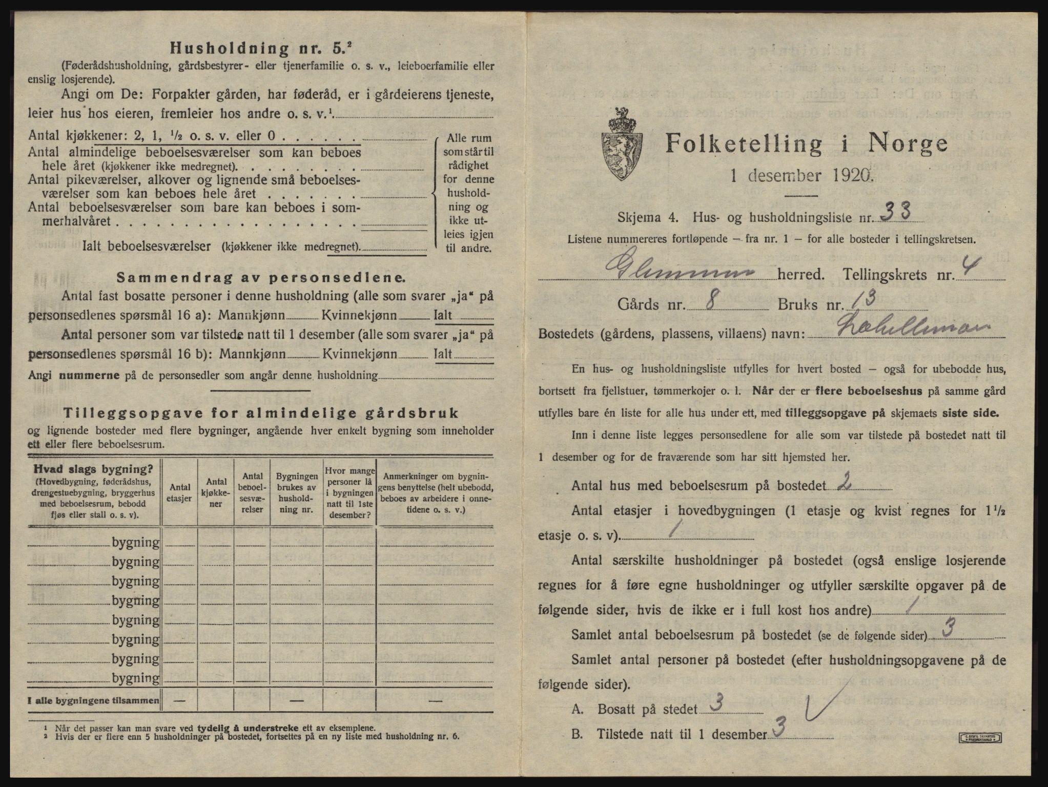 SAO, 1920 census for Glemmen, 1920, p. 693