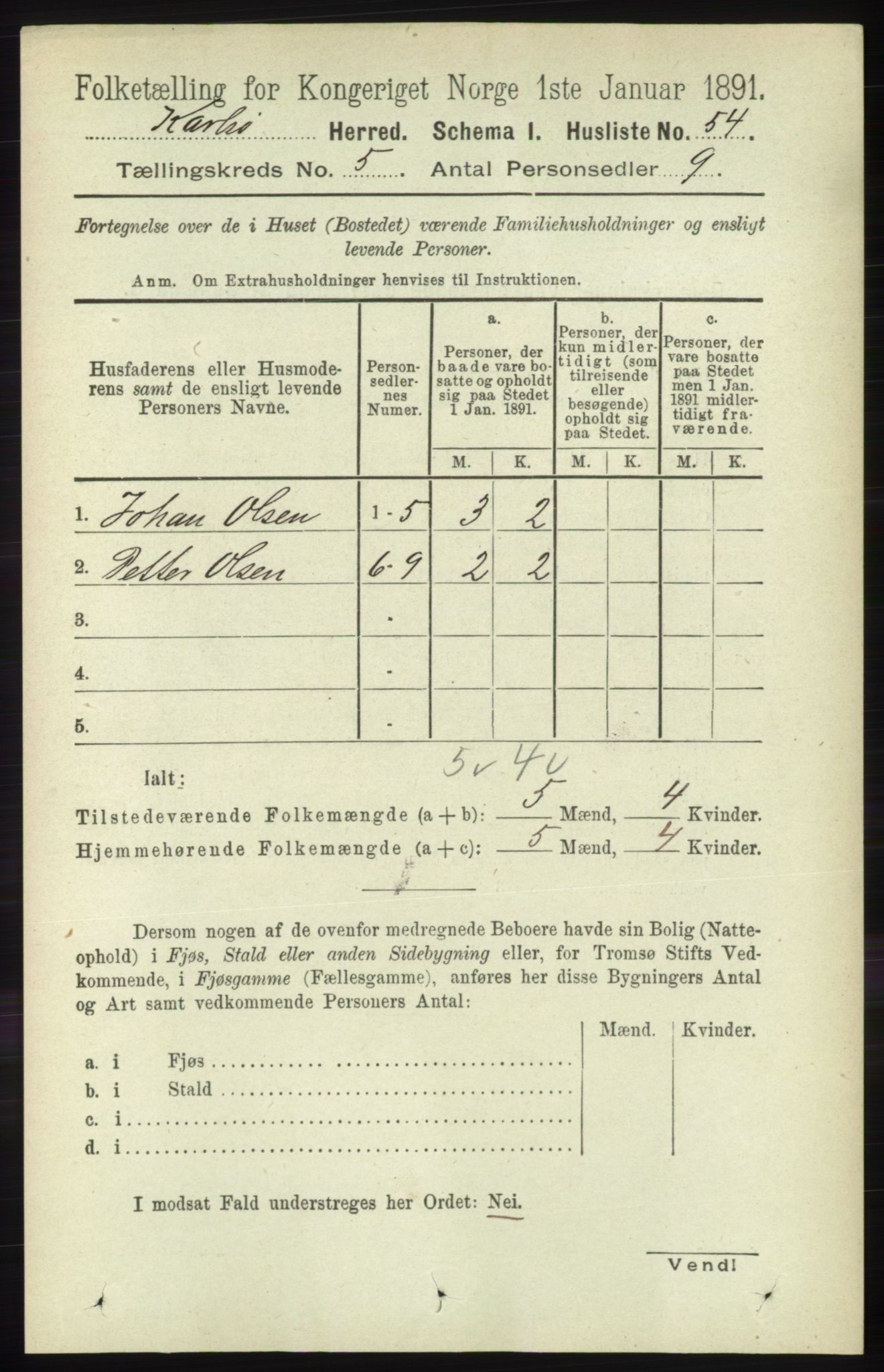 RA, 1891 census for 1936 Karlsøy, 1891, p. 1282