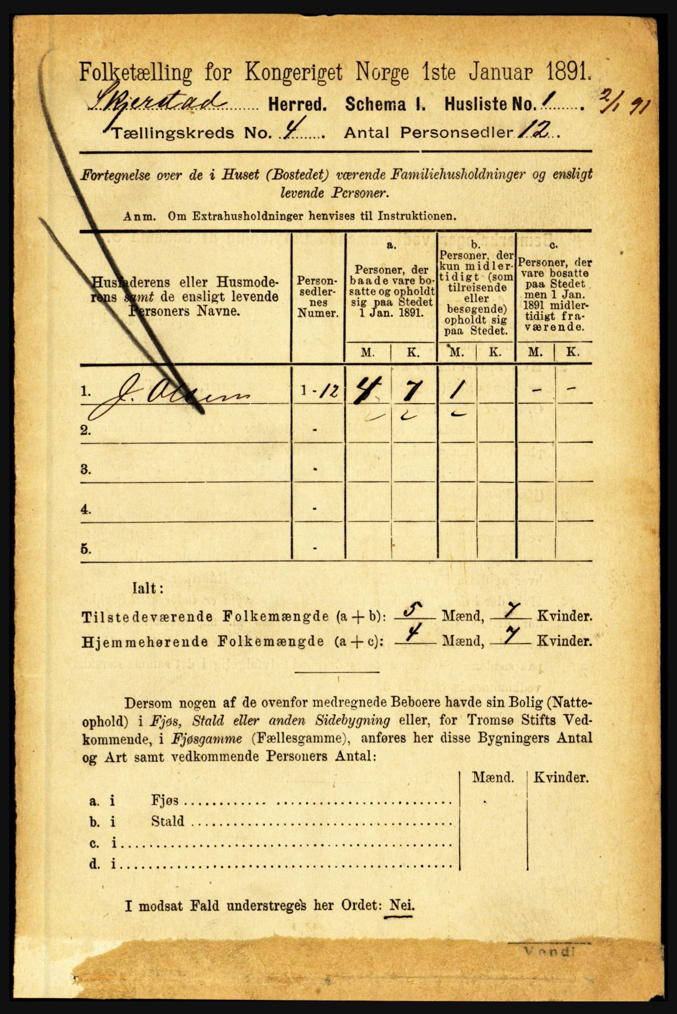 RA, 1891 census for 1842 Skjerstad, 1891, p. 1062