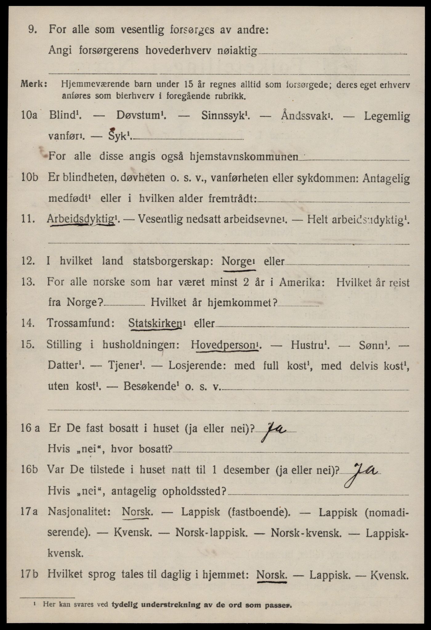 SAT, 1920 census for Melhus, 1920, p. 2594