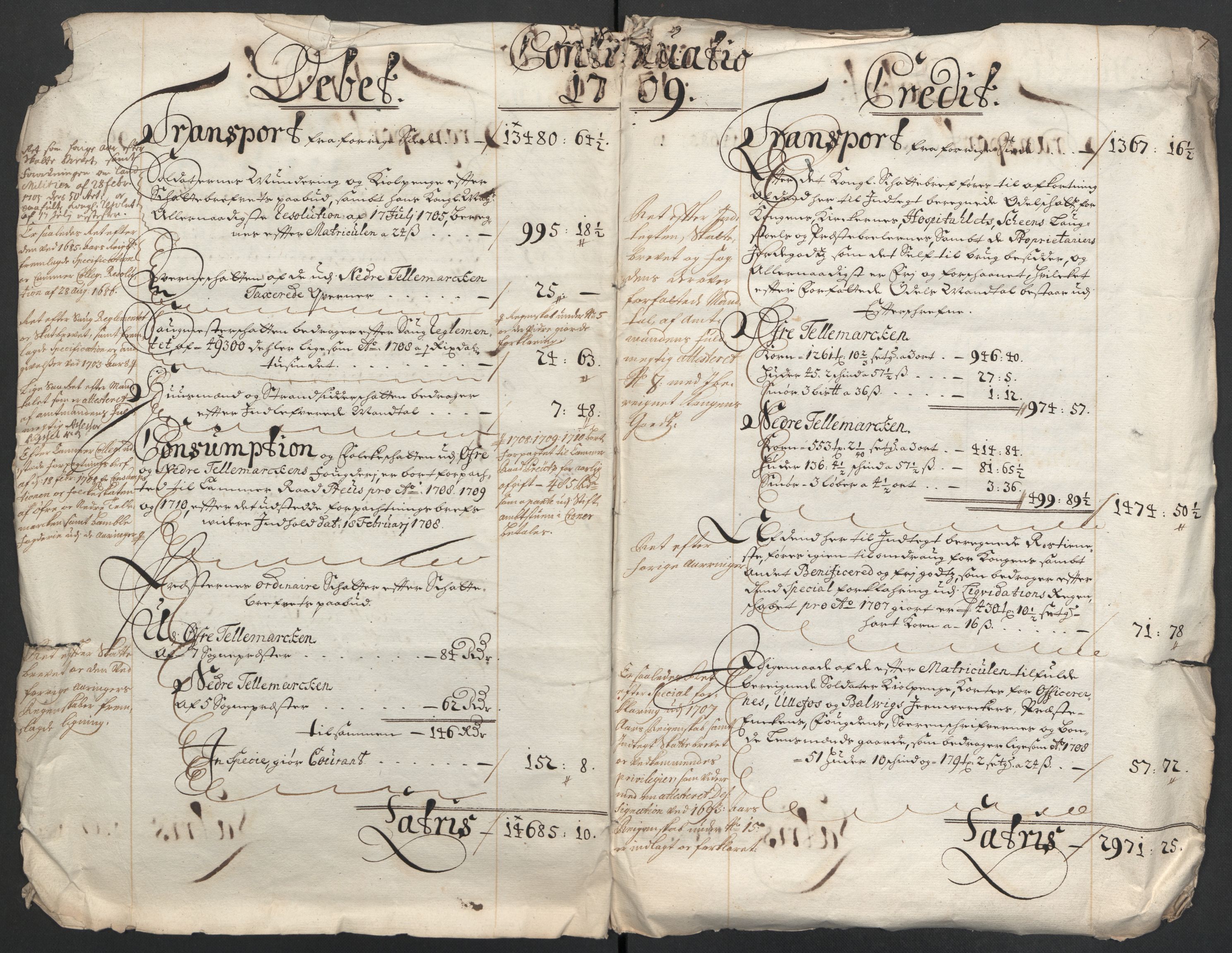 Rentekammeret inntil 1814, Reviderte regnskaper, Fogderegnskap, AV/RA-EA-4092/R36/L2118: Fogderegnskap Øvre og Nedre Telemark og Bamble, 1708-1709, p. 155