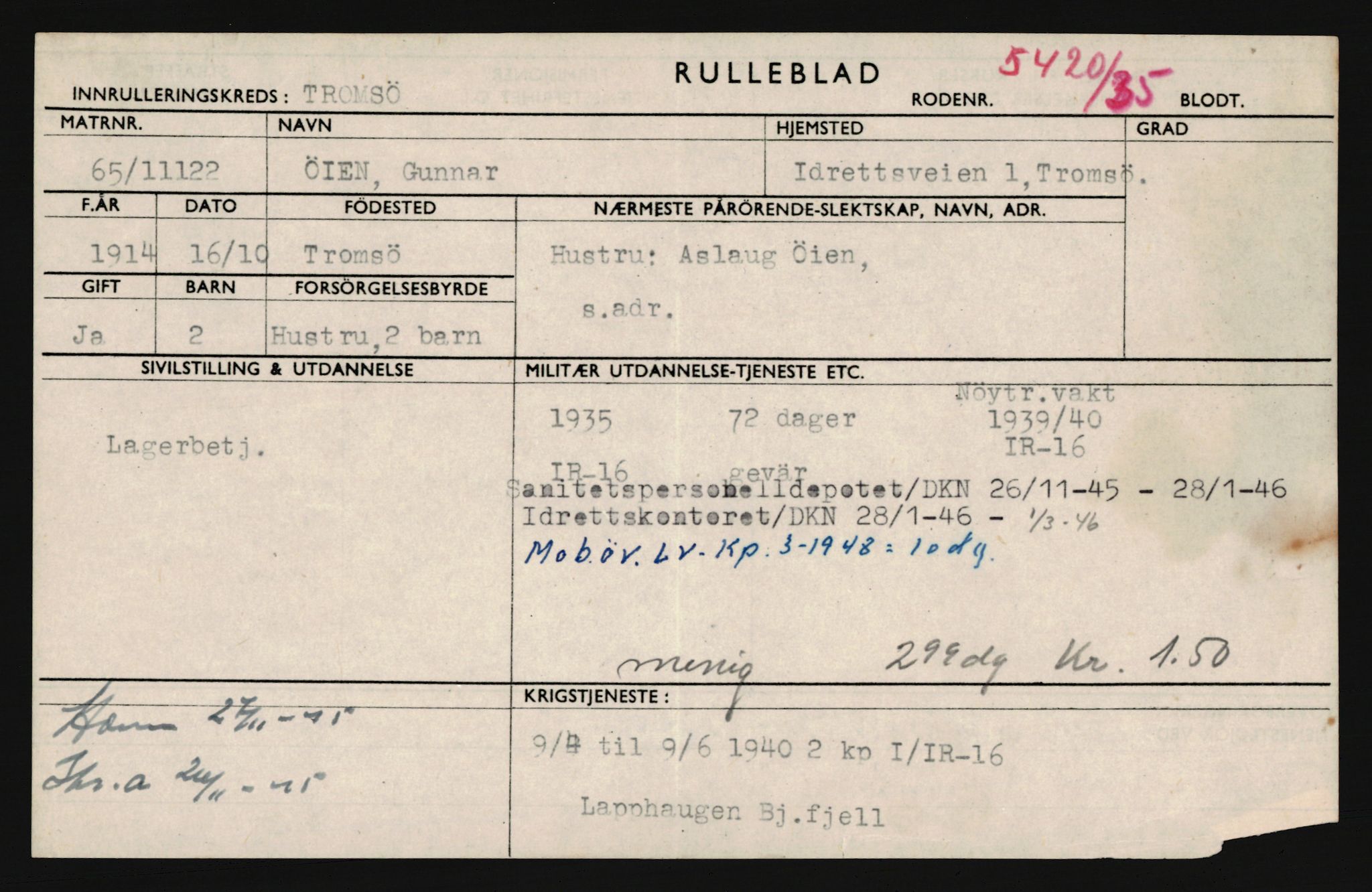 Forsvaret, Troms infanteriregiment nr. 16, AV/RA-RAFA-3146/P/Pa/L0019: Rulleblad for regimentets menige mannskaper, årsklasse 1935, 1935, p. 1271