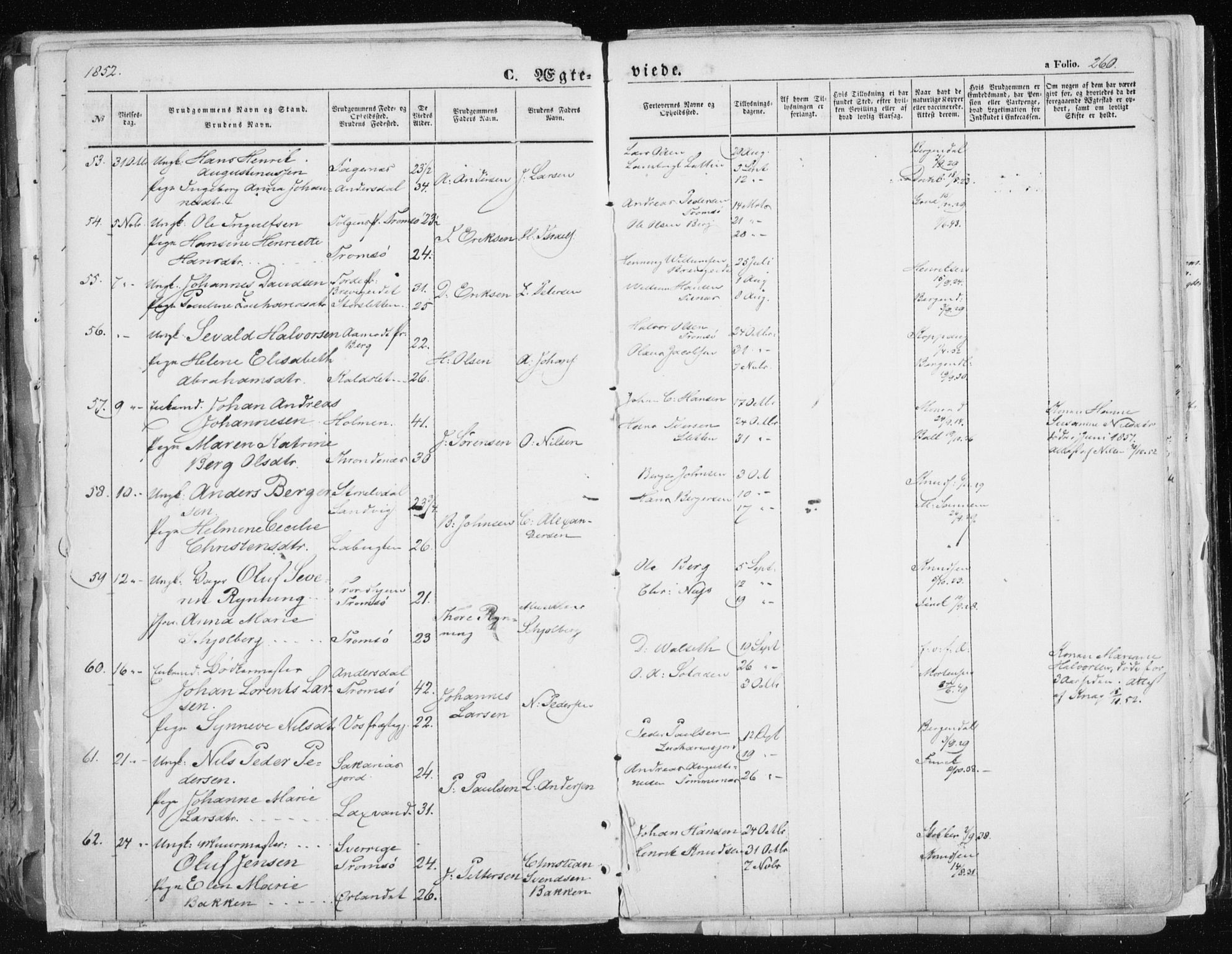 Tromsø sokneprestkontor/stiftsprosti/domprosti, SATØ/S-1343/G/Ga/L0010kirke: Parish register (official) no. 10, 1848-1855, p. 260