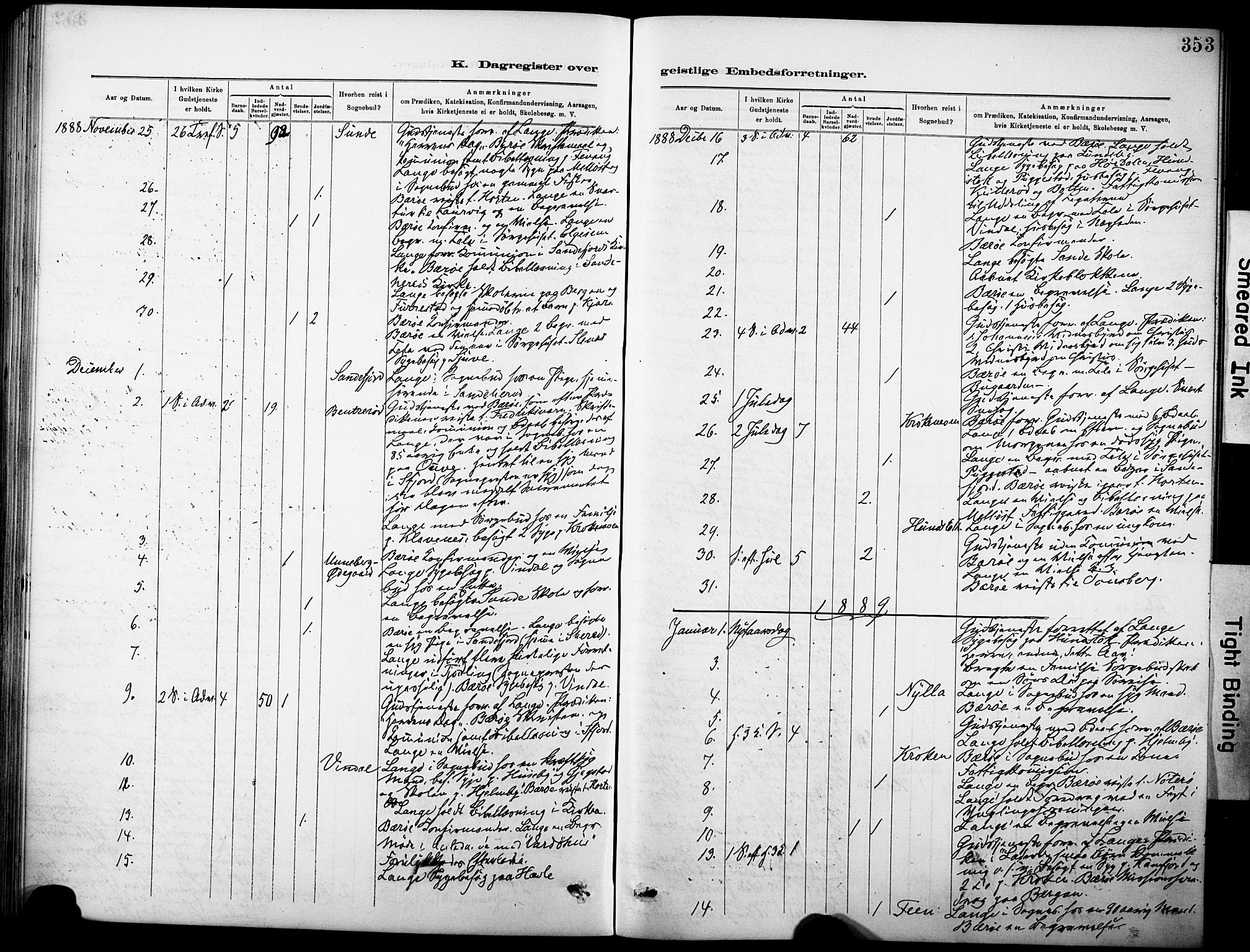 Sandar kirkebøker, SAKO/A-243/F/Fa/L0013: Parish register (official) no. 13, 1883-1895, p. 353