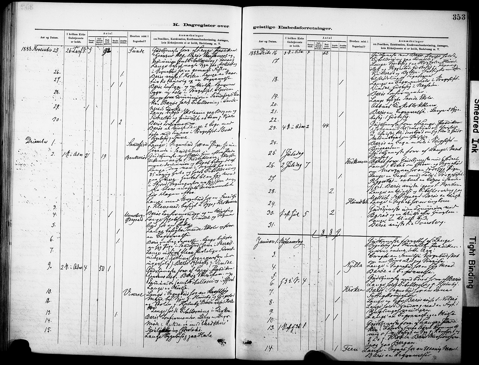 Sandar kirkebøker, AV/SAKO-A-243/F/Fa/L0013: Parish register (official) no. 13, 1883-1895, p. 353