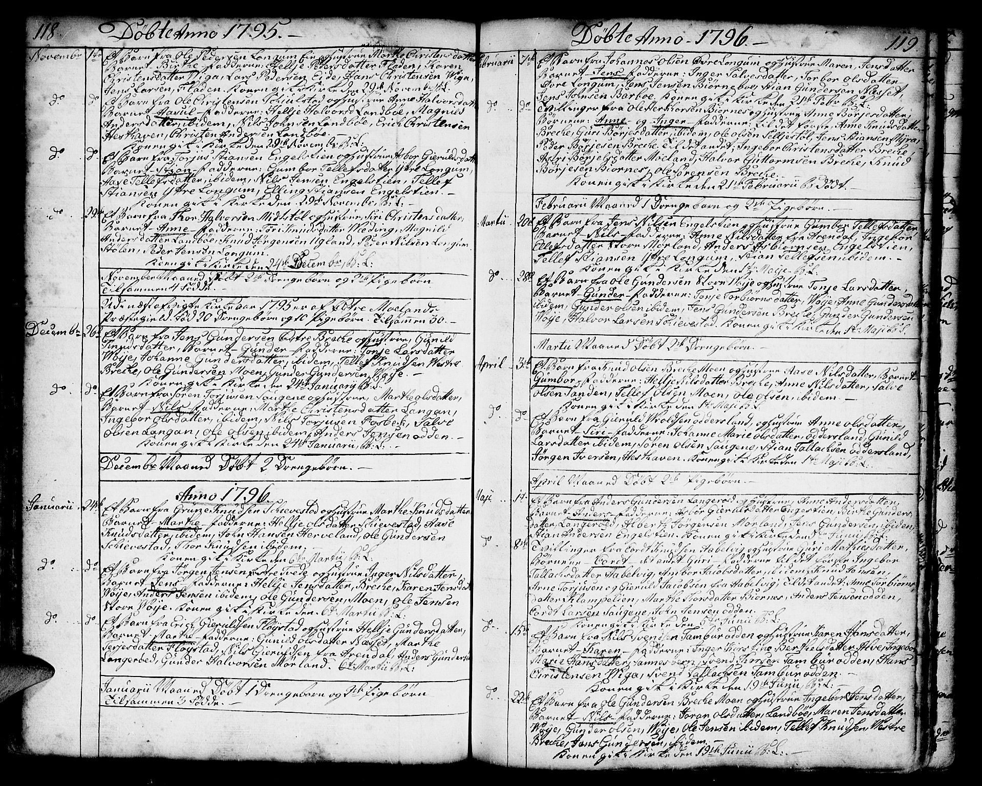 Austre Moland sokneprestkontor, AV/SAK-1111-0001/F/Fa/Faa/L0002: Parish register (official) no. A 2, 1747-1808, p. 118-119