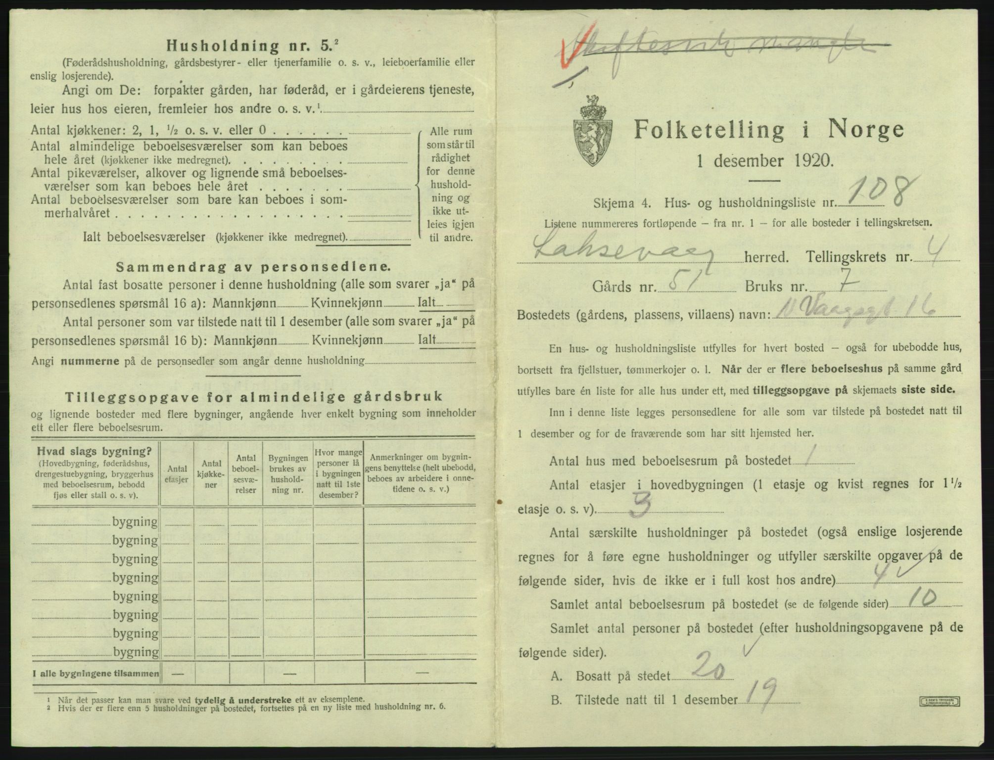 SAB, 1920 census for Laksevåg, 1920, p. 1189