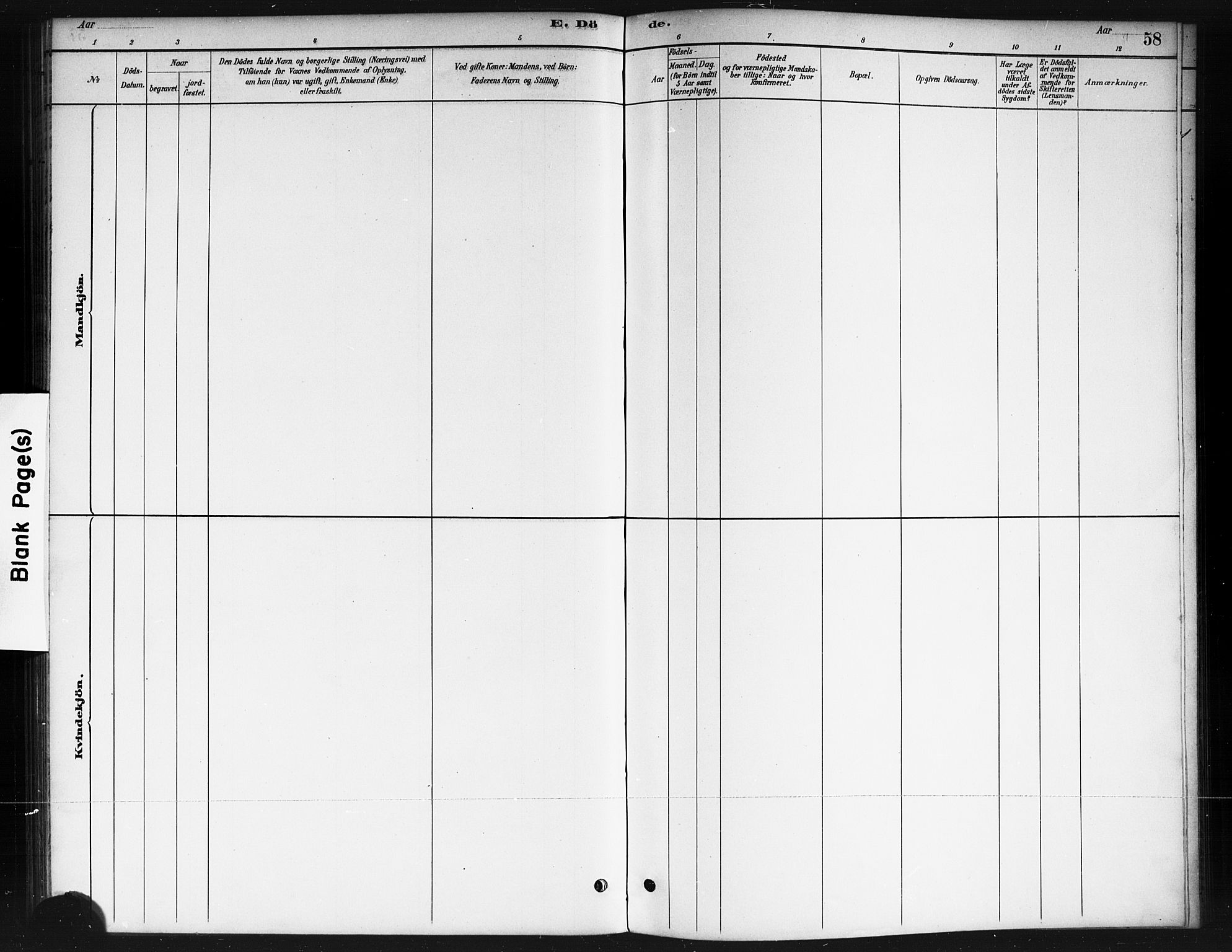 Ås prestekontor Kirkebøker, AV/SAO-A-10894/F/Fc/L0001: Parish register (official) no. III 1, 1881-1891, p. 58