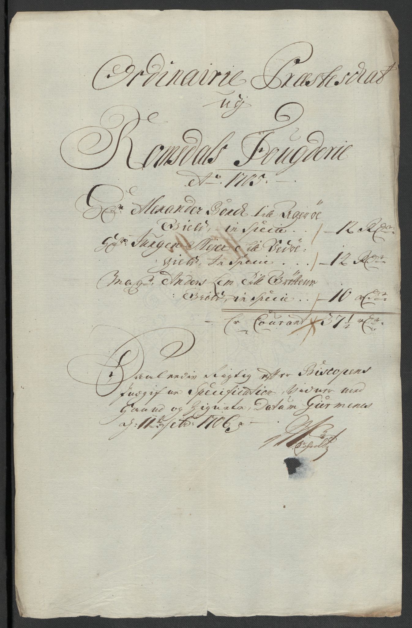 Rentekammeret inntil 1814, Reviderte regnskaper, Fogderegnskap, RA/EA-4092/R55/L3656: Fogderegnskap Romsdal, 1703-1705, p. 443