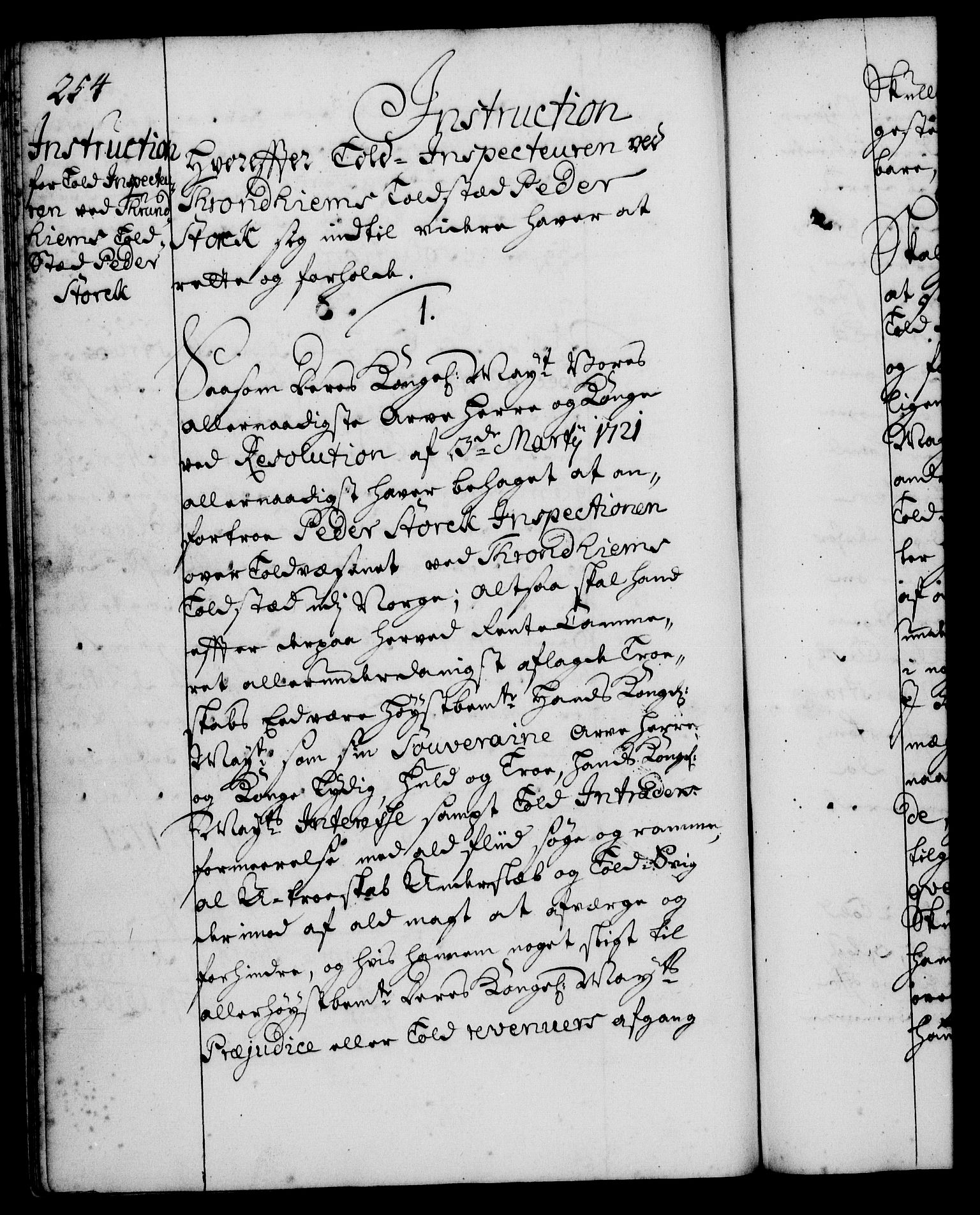 Rentekammeret, Kammerkanselliet, RA/EA-3111/G/Gg/Ggi/L0001: Norsk instruksjonsprotokoll med register (merket RK 53.34), 1720-1729, p. 254