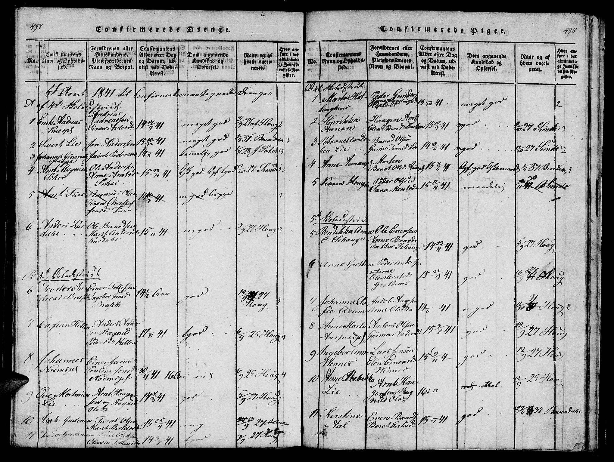 Ministerialprotokoller, klokkerbøker og fødselsregistre - Nord-Trøndelag, AV/SAT-A-1458/747/L0459: Parish register (copy) no. 747C01, 1816-1842, p. 497-498