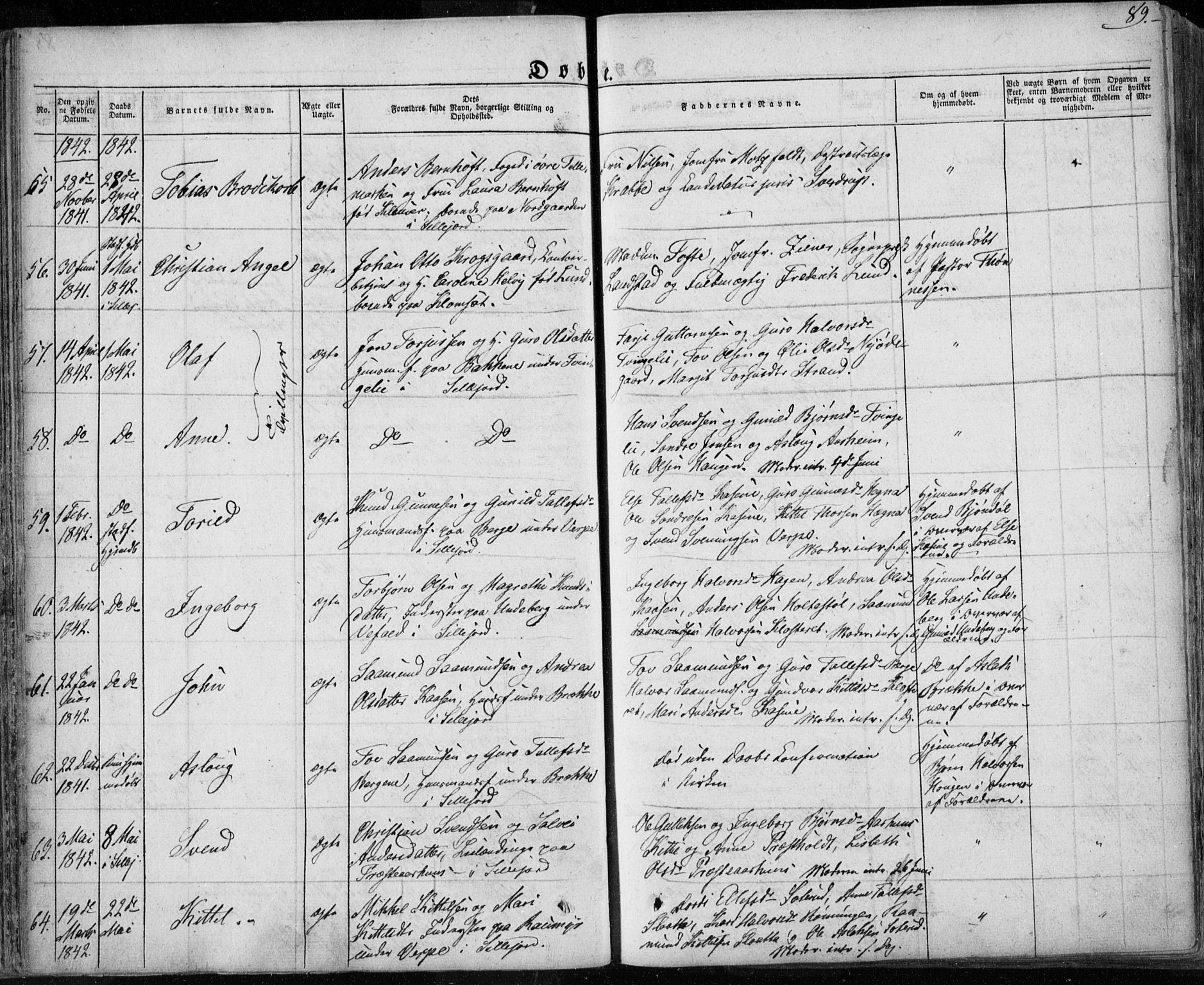 Seljord kirkebøker, AV/SAKO-A-20/F/Fa/L0011: Parish register (official) no. I 11, 1831-1849, p. 89