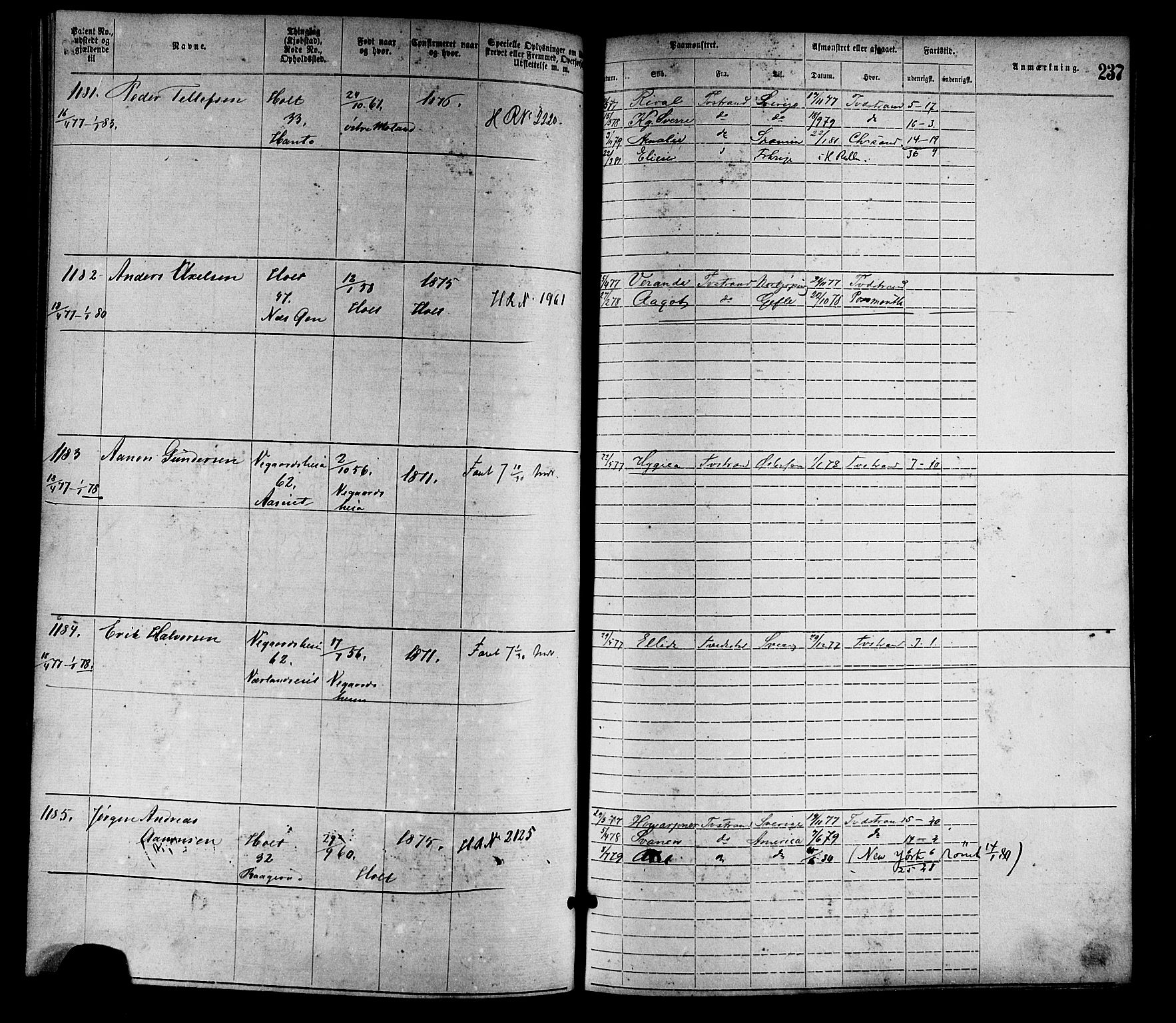 Tvedestrand mønstringskrets, SAK/2031-0011/F/Fa/L0001: Annotasjonsrulle nr 1-1905 med register, R-1, 1866-1886, p. 259