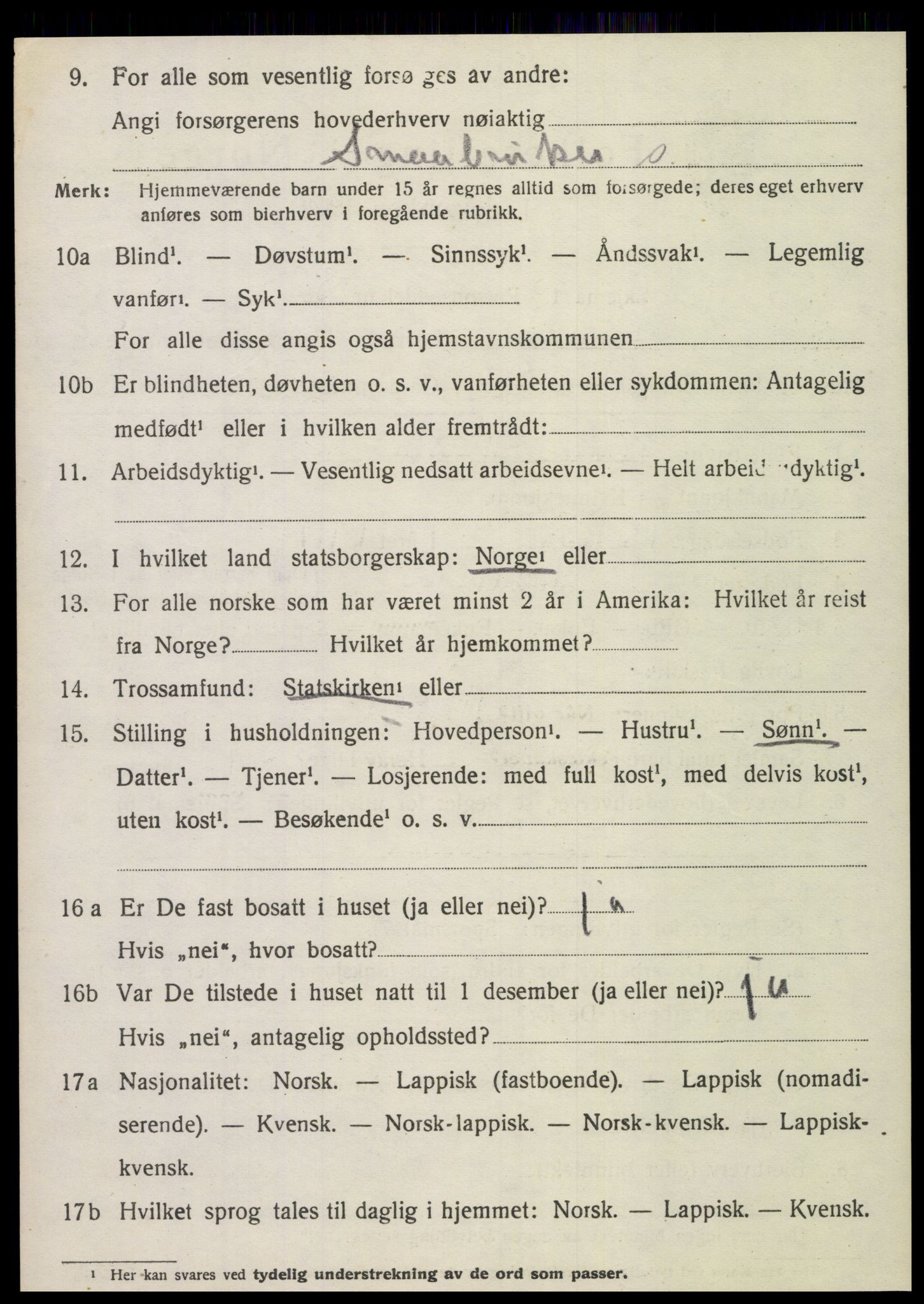 SAT, 1920 census for Sparbu, 1920, p. 6800